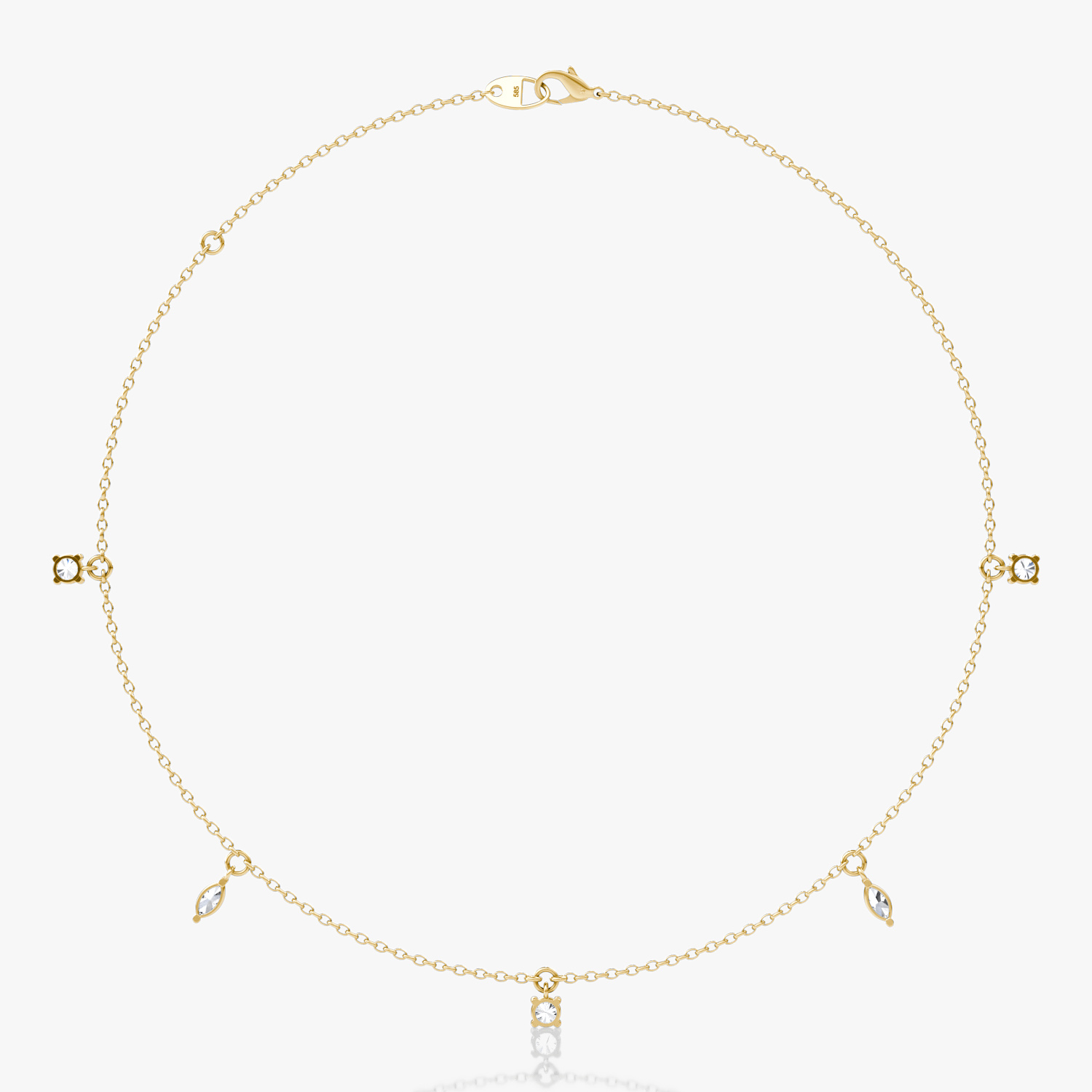 Floating Mixed Shape Necklace | 14k | Yellow Gold | diamondCount: 5 | diamondSize: original | chainLength: 16-18