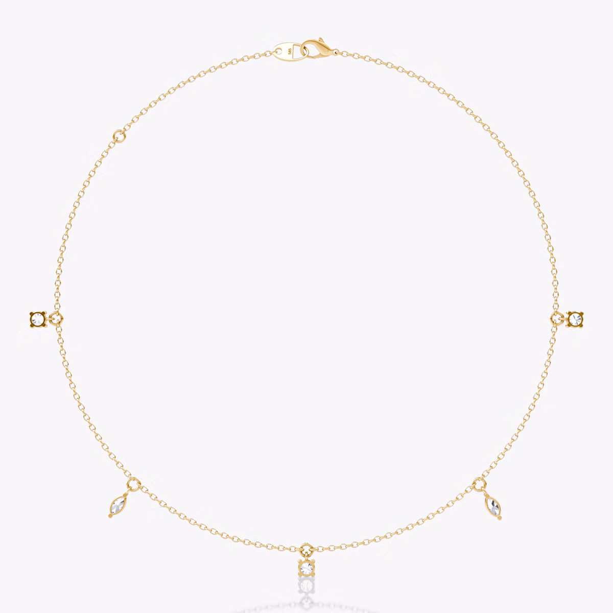Floating Mixed Shape Necklace | 14k | Yellow Gold | diamondCount: 5 | diamondSize: original | chainLength: 16-18