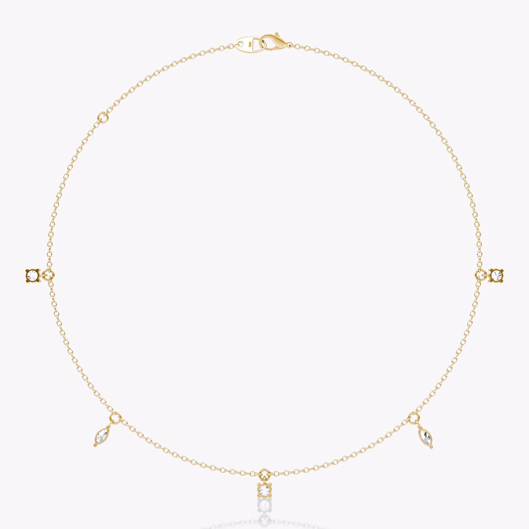 Floating Mixed Shape Necklace | 14k | Yellow Gold | diamondCount: 5 | diamondSize: original | chainLength: 16-18