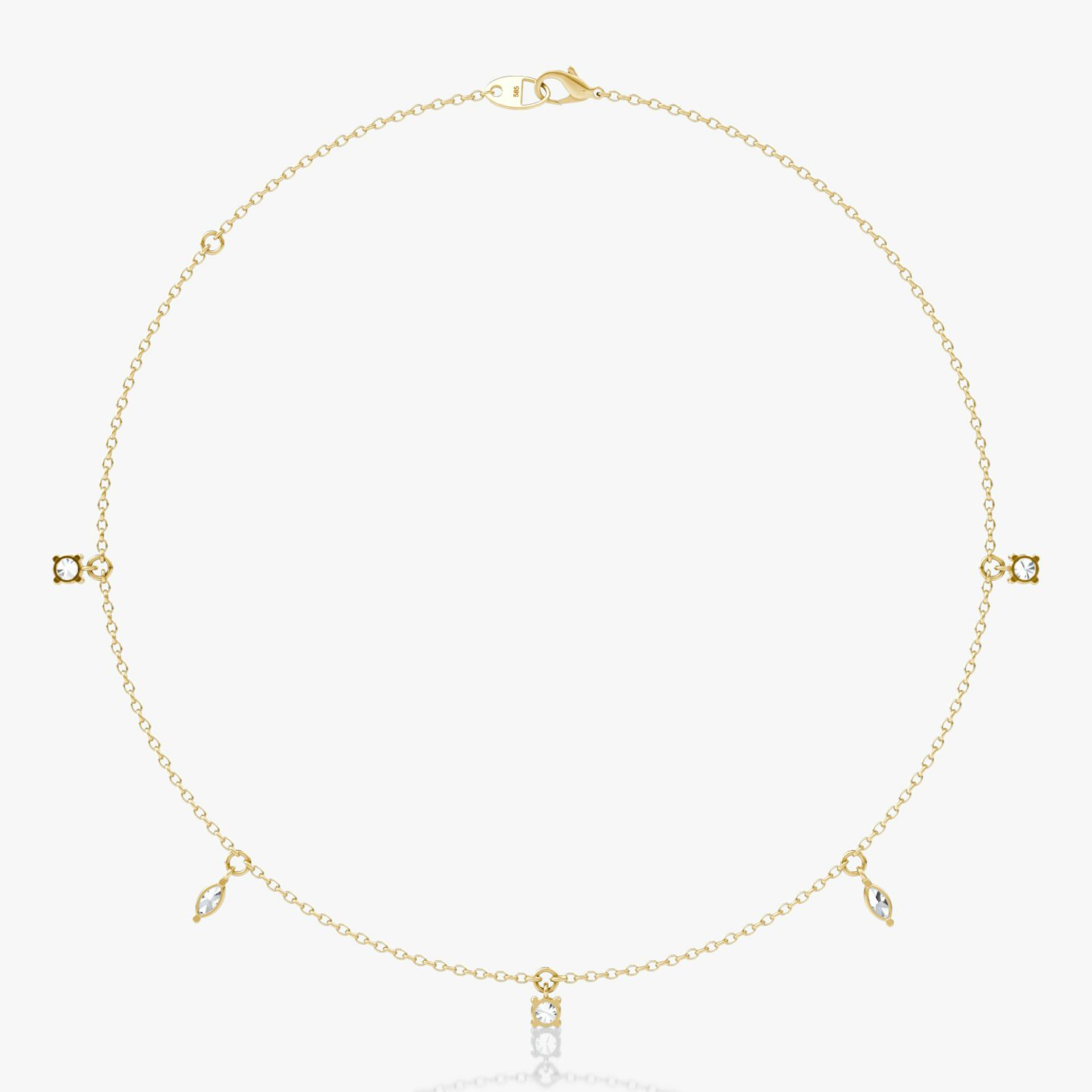 Floating Mixed Shape Necklace | 14k | Yellow Gold | diamondCount: 5 | diamondSize: original | chainLength: 16-18