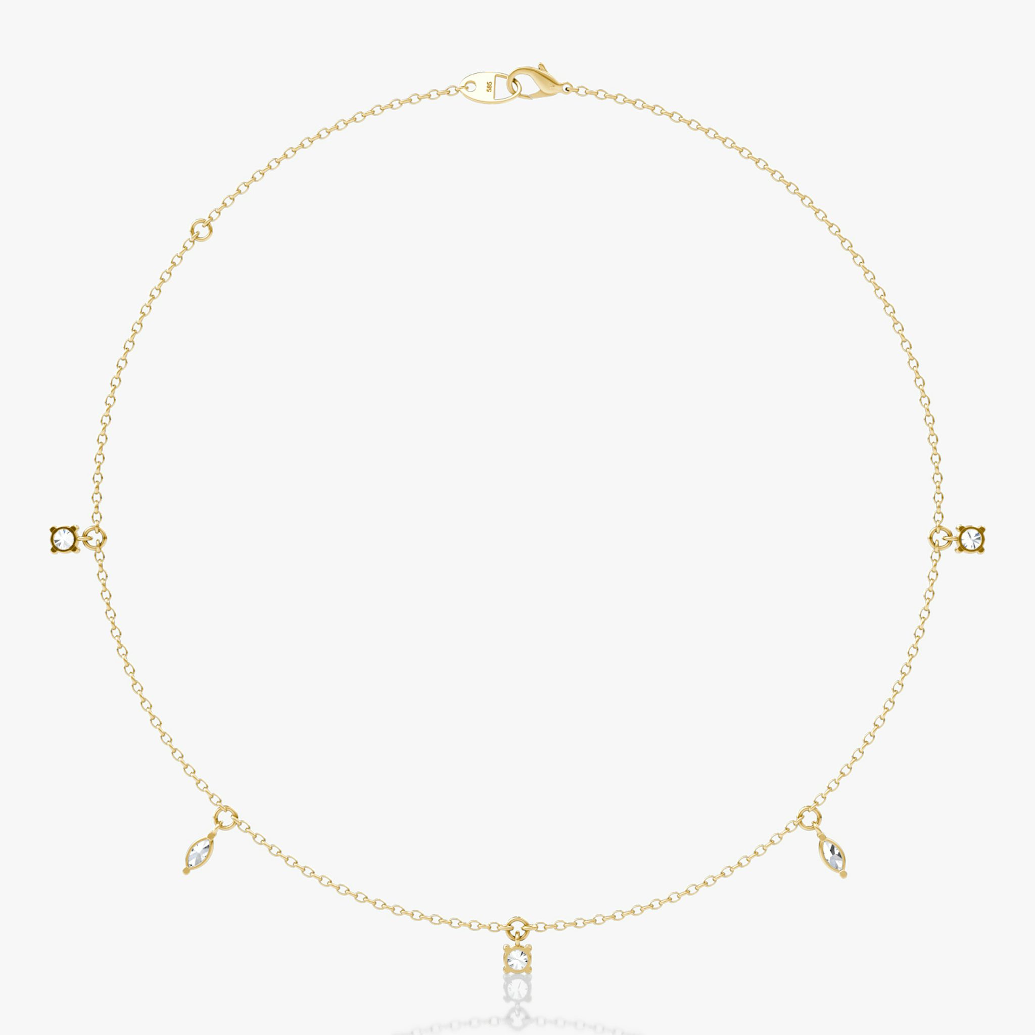 Floating Mixed Shape Necklace | 14k | Yellow Gold | diamondCount: 5 | diamondSize: original | chainLength: 16-18