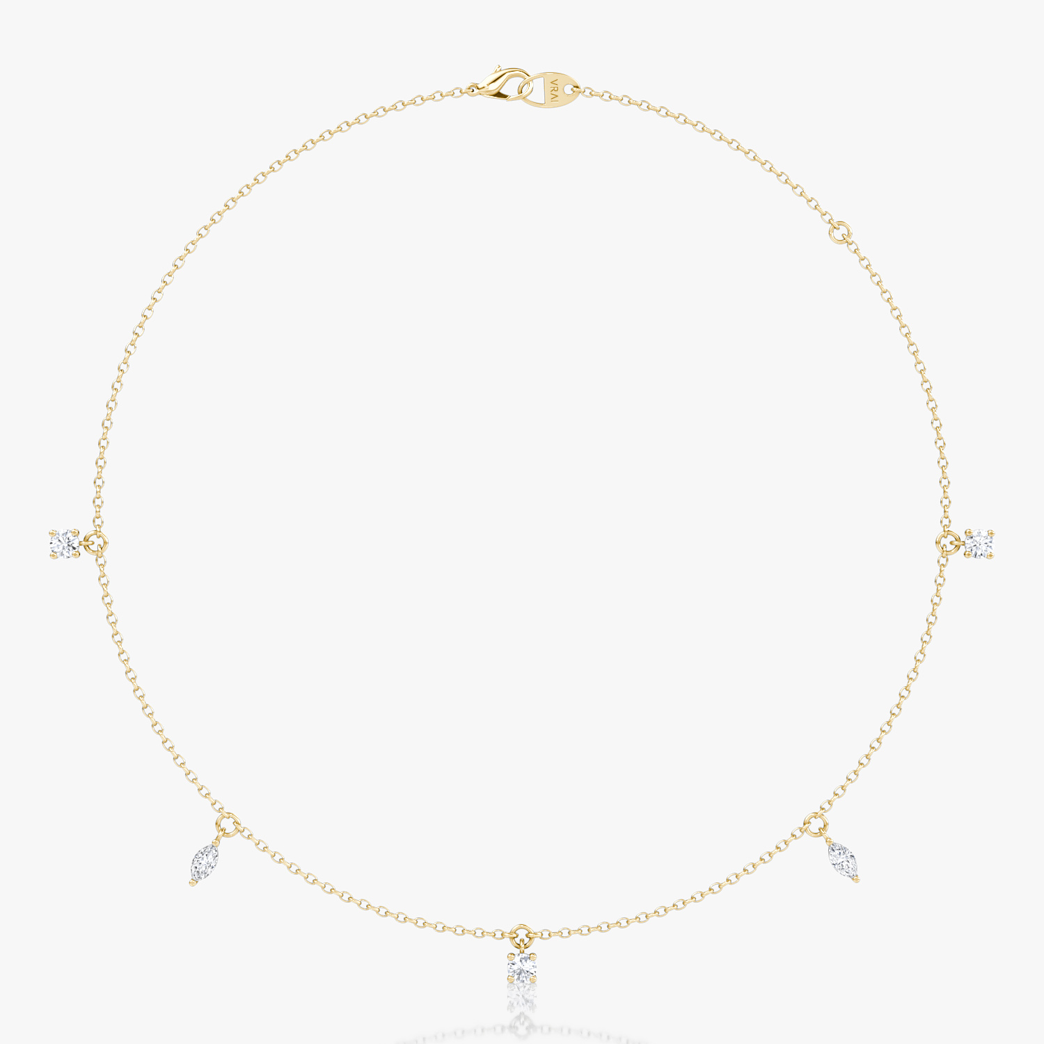 Floating Mixed Shape Necklace | 14k | Yellow Gold | diamondCount: 5 | diamondSize: original | chainLength: 16-18