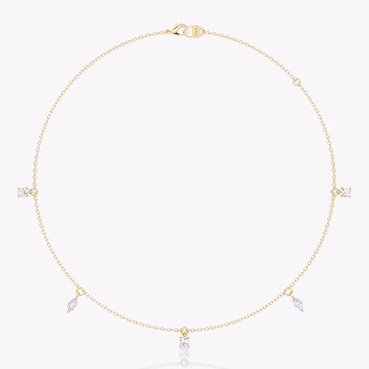 Floating Mixed Shape Necklace | 14k | Yellow Gold | diamondCount: 5 | diamondSize: original | chainLength: 16-18