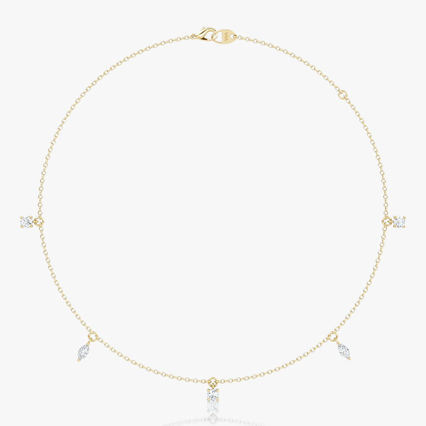 Floating Mixed Shape Necklace | 14k | Yellow Gold | diamondCount: 5 | diamondSize: original | chainLength: 16-18