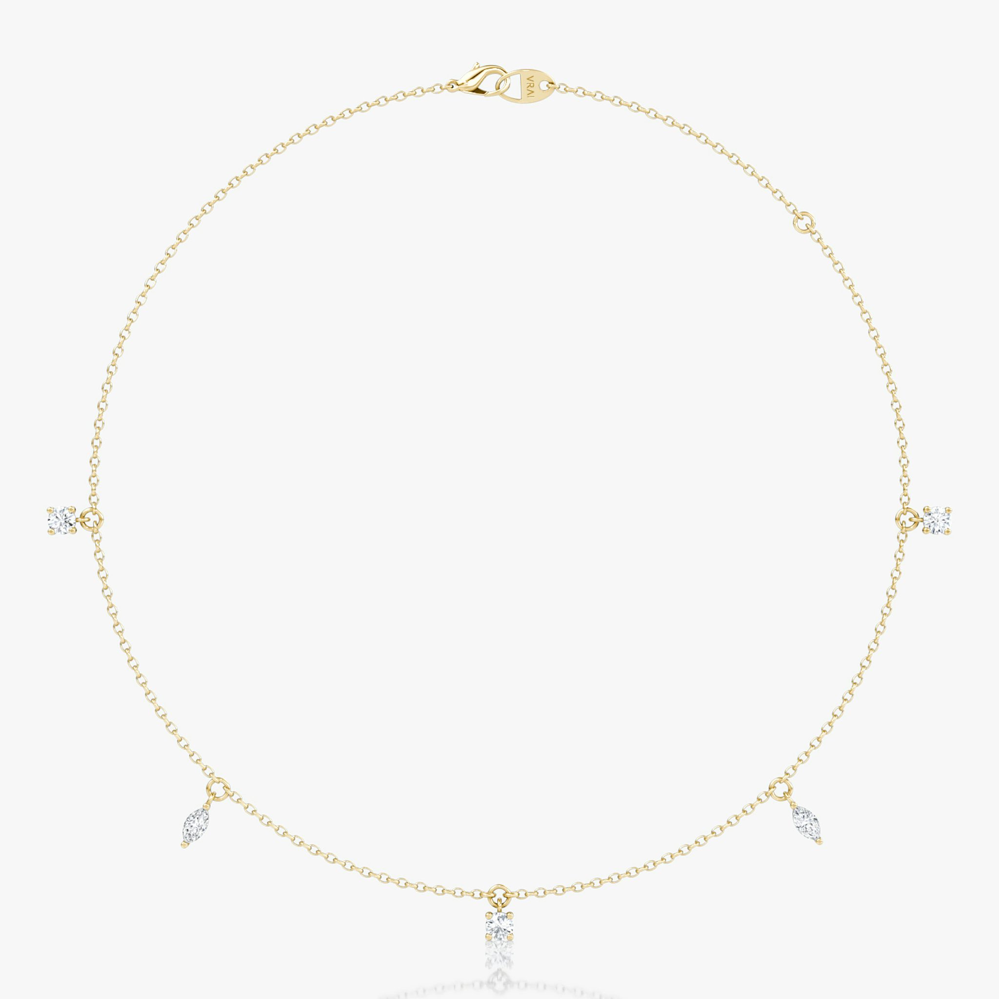 Floating Mixed Shape Necklace | 14k | Yellow Gold | diamondCount: 5 | diamondSize: original | chainLength: 16-18