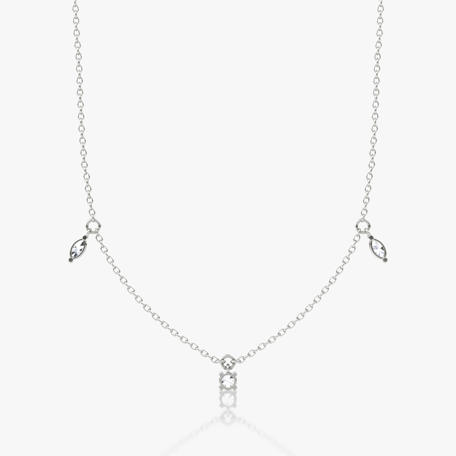 Floating Mixed Shape Necklace | 14k | White Gold | diamondCount: 3 | diamondSize: original | chainLength: 16-18