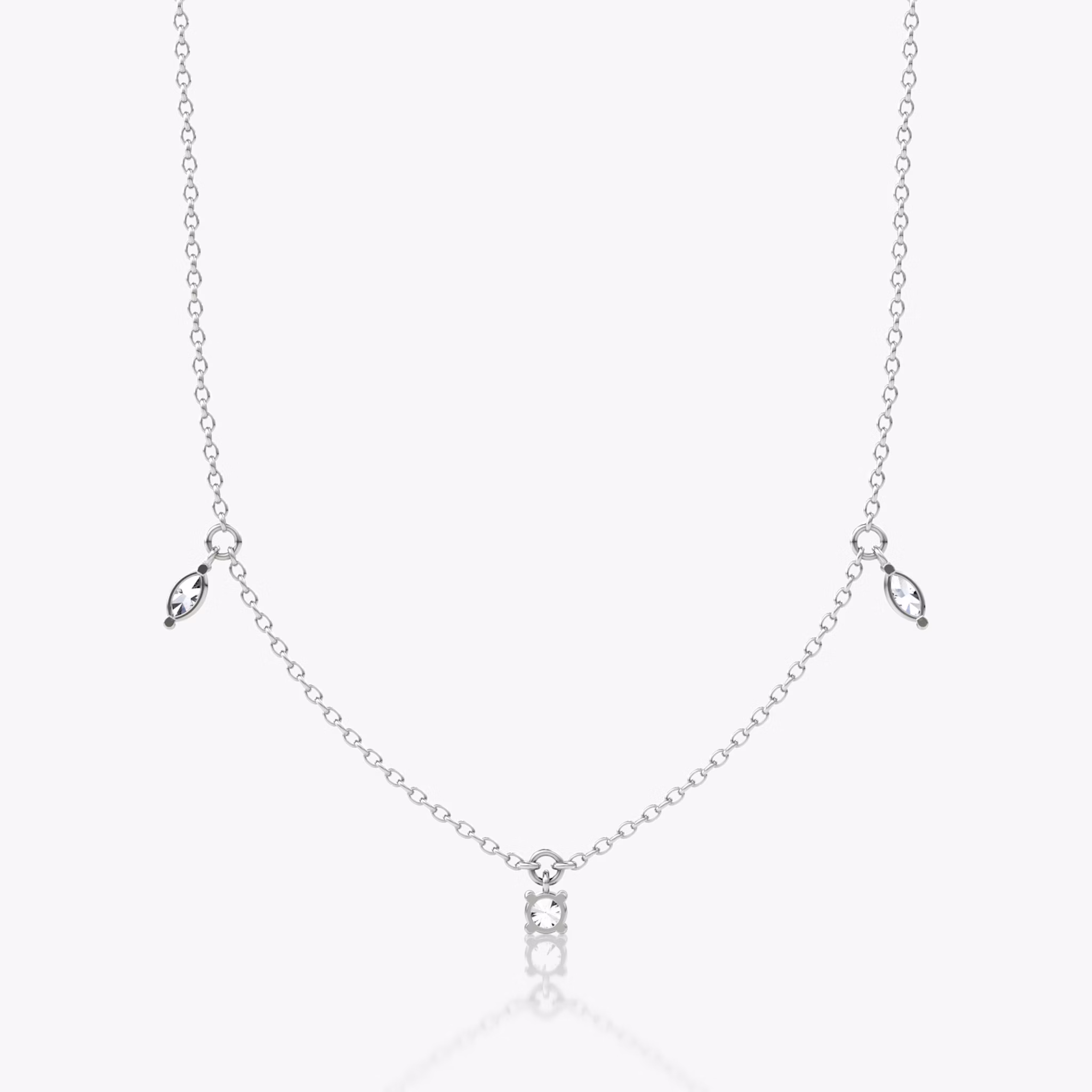 Floating Mixed Shape Necklace | 14k | White Gold | diamondCount: 3 | diamondSize: original | chainLength: 16-18