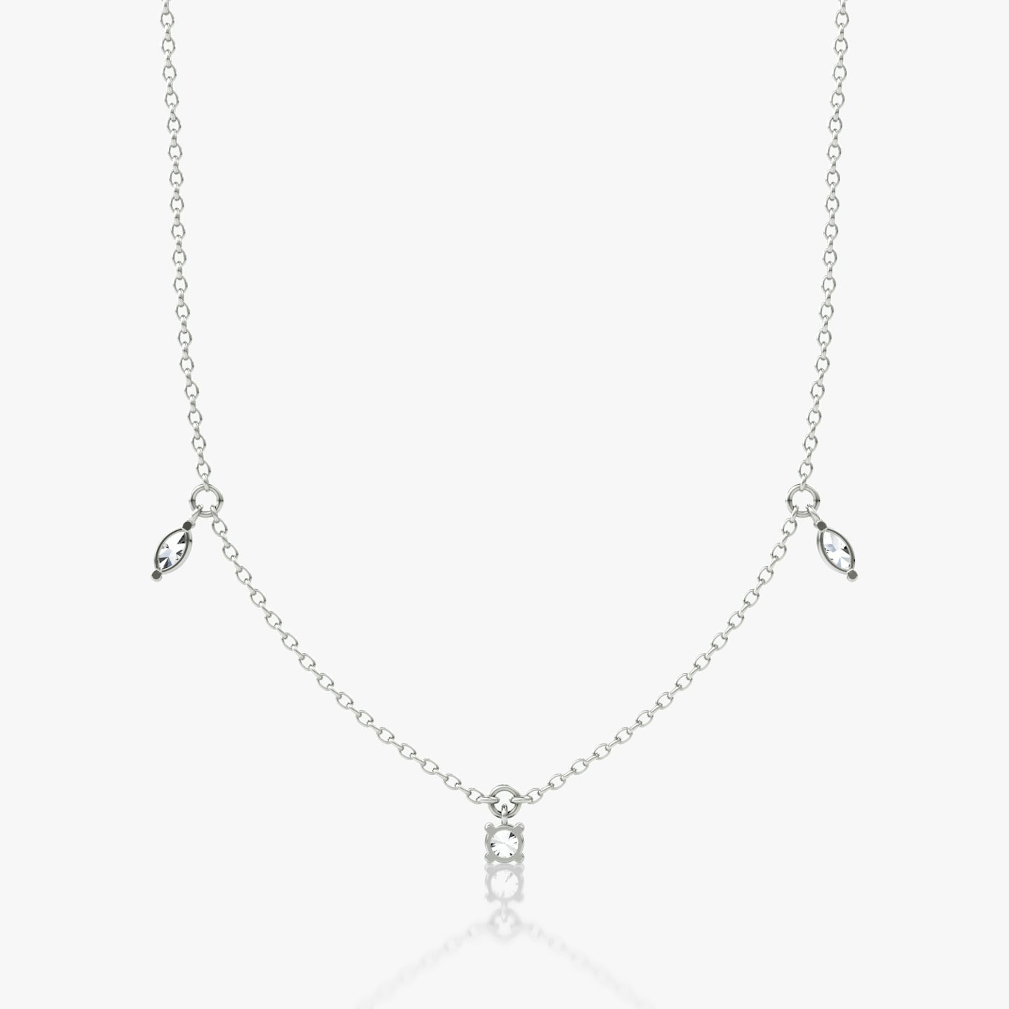 Floating Mixed Shape Necklace | 14k | White Gold | diamondCount: 3 | diamondSize: original | chainLength: 16-18