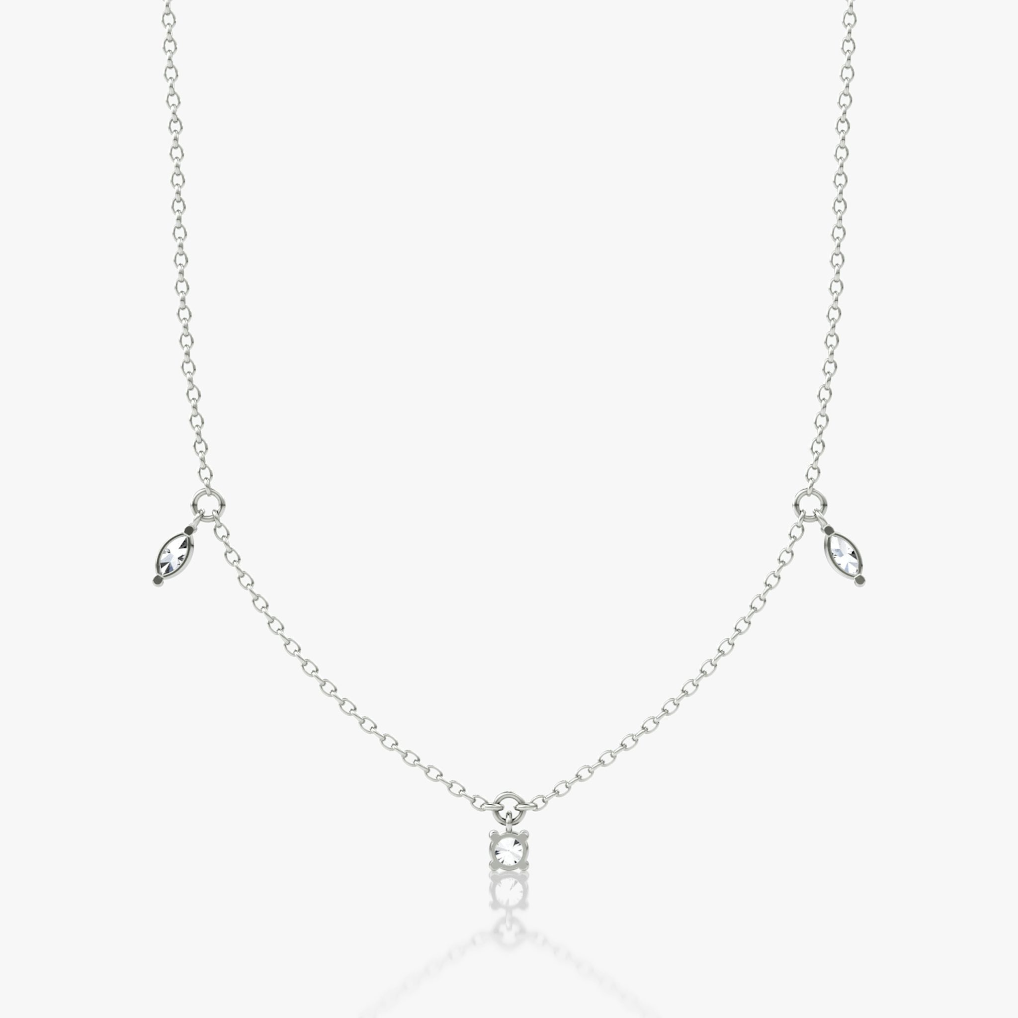 Floating Mixed Shape Necklace | 14k | White Gold | diamondCount: 3 | diamondSize: original | chainLength: 16-18