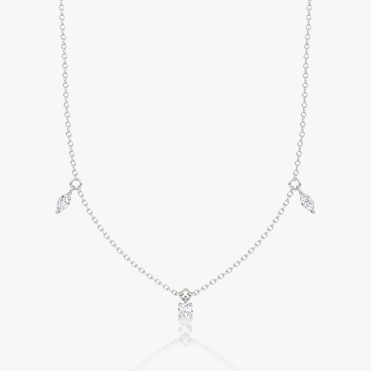 Floating Mixed Shape Necklace | 14k | White Gold | diamondCount: 3 | diamondSize: original | chainLength: 16-18