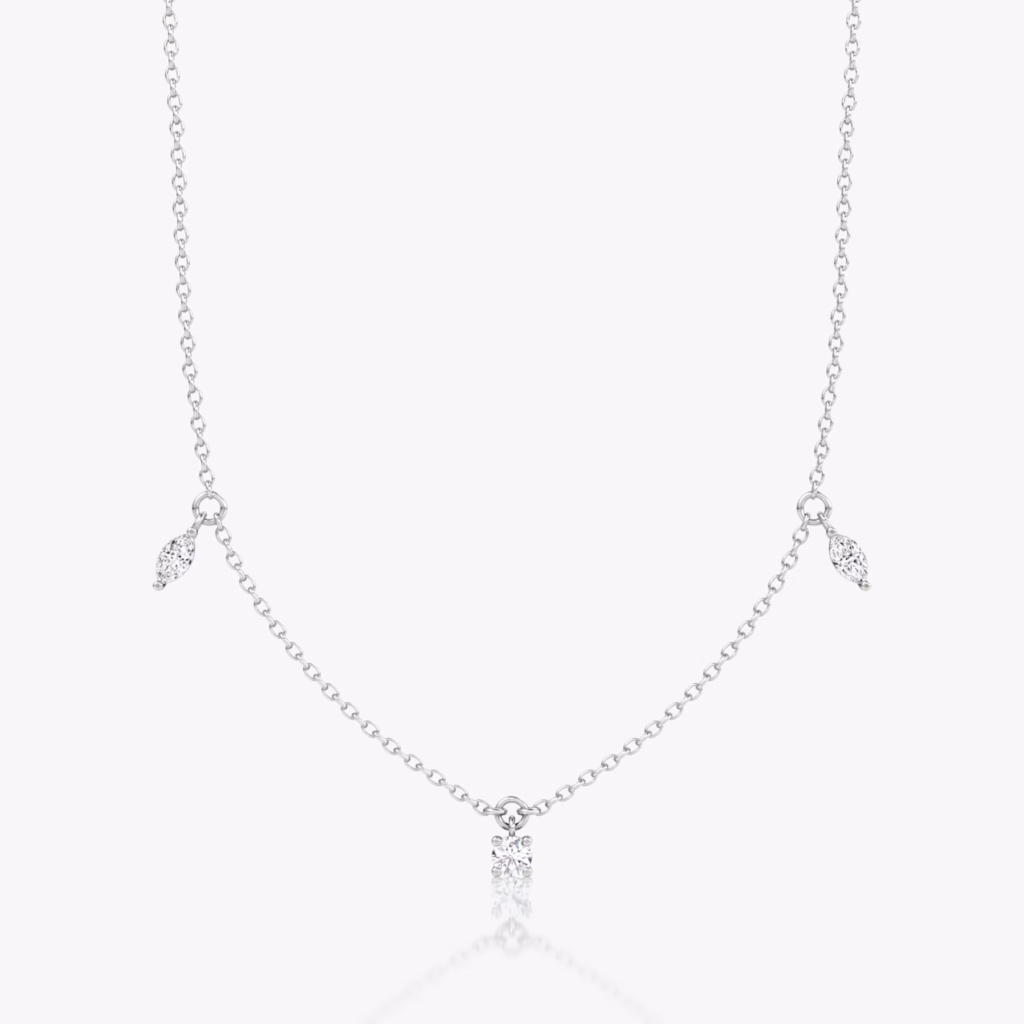 Floating Mixed Shape Necklace | 14k | White Gold | diamondCount: 3 | diamondSize: original | chainLength: 16-18