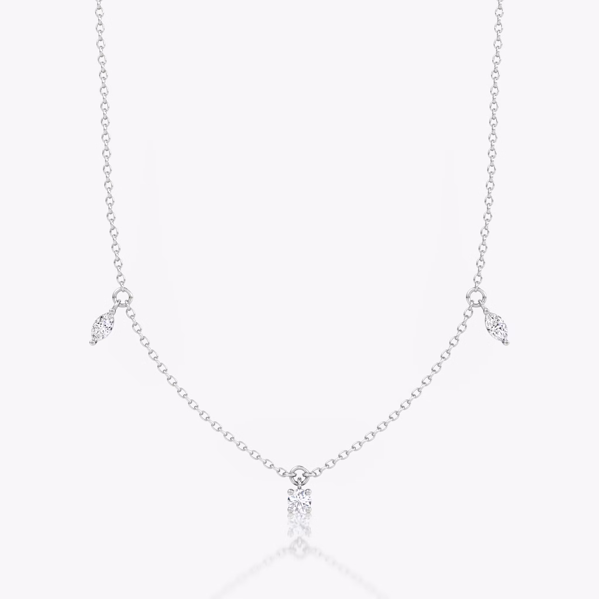 Floating Mixed Shape Necklace | White Gold