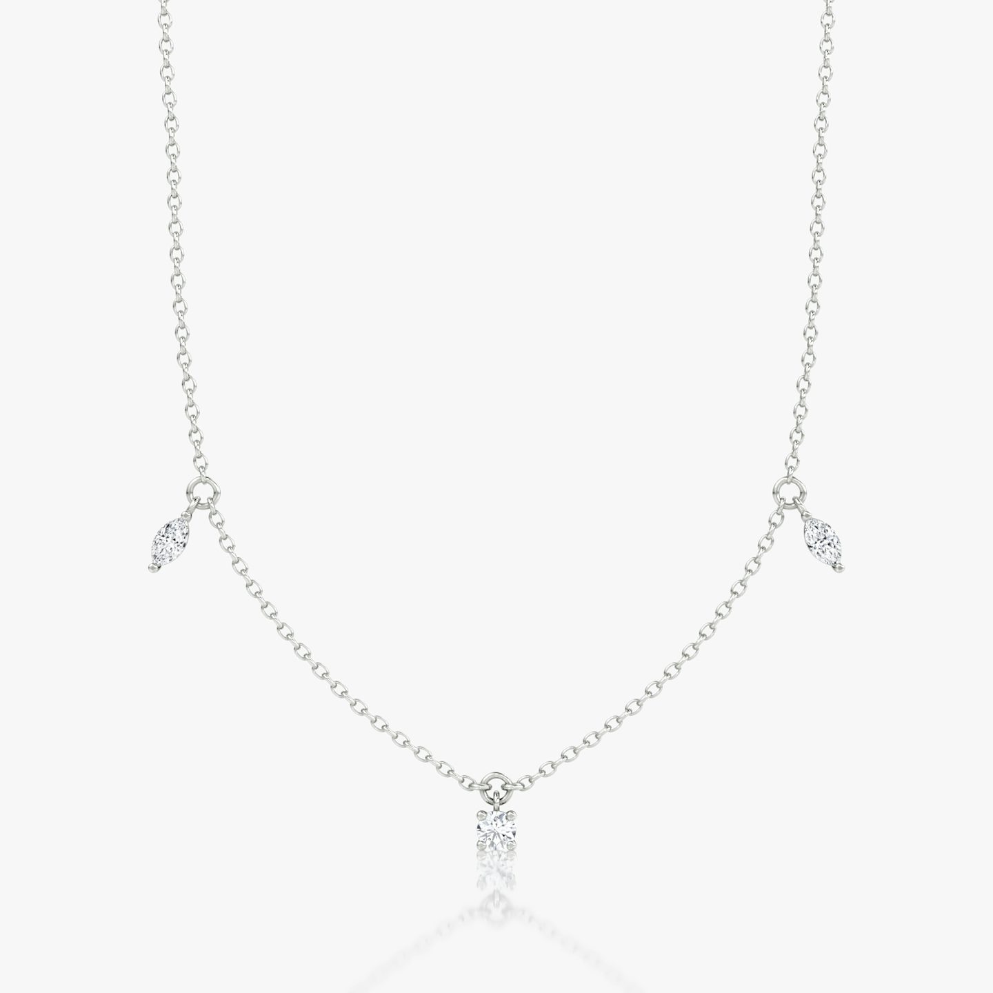 Floating Mixed Shape Necklace | 14k | White Gold | diamondCount: 3 | diamondSize: original | chainLength: 16-18