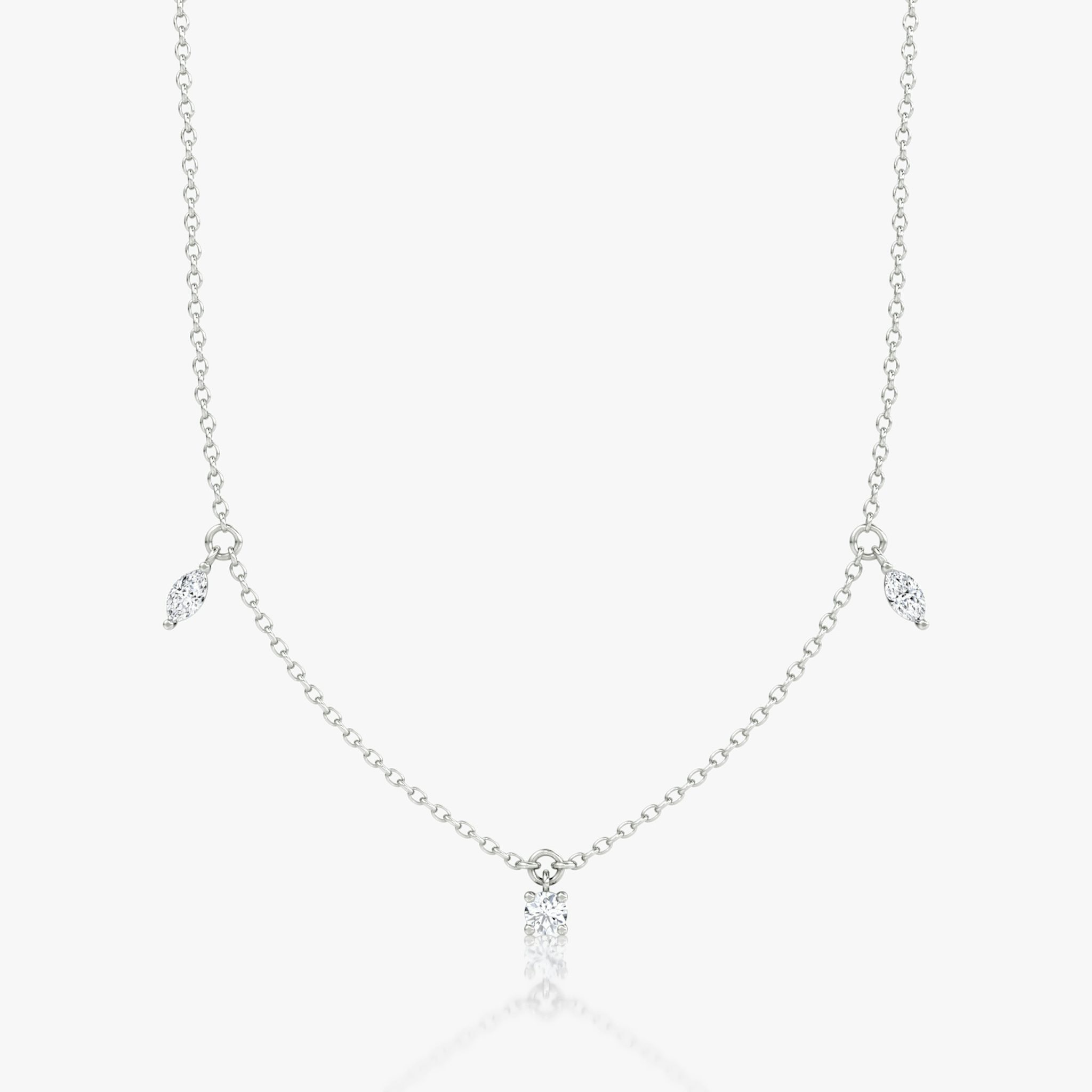 Floating Mixed Shape Necklace | 14k | White Gold | diamondCount: 3 | diamondSize: original | chainLength: 16-18