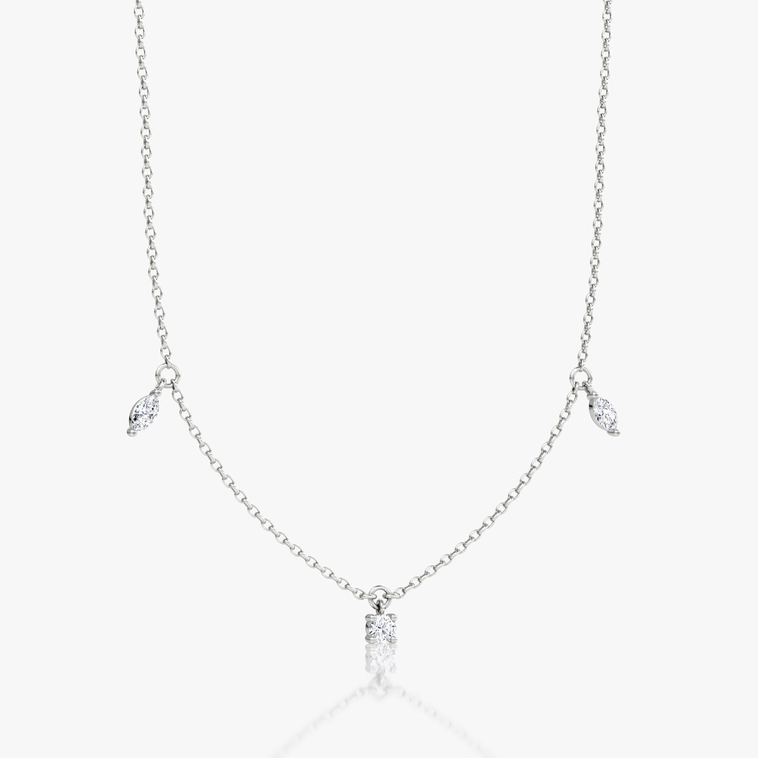 Floating Mixed Shape Necklace | 14k | White Gold | diamondCount: 3 | diamondSize: original | chainLength: 16-18