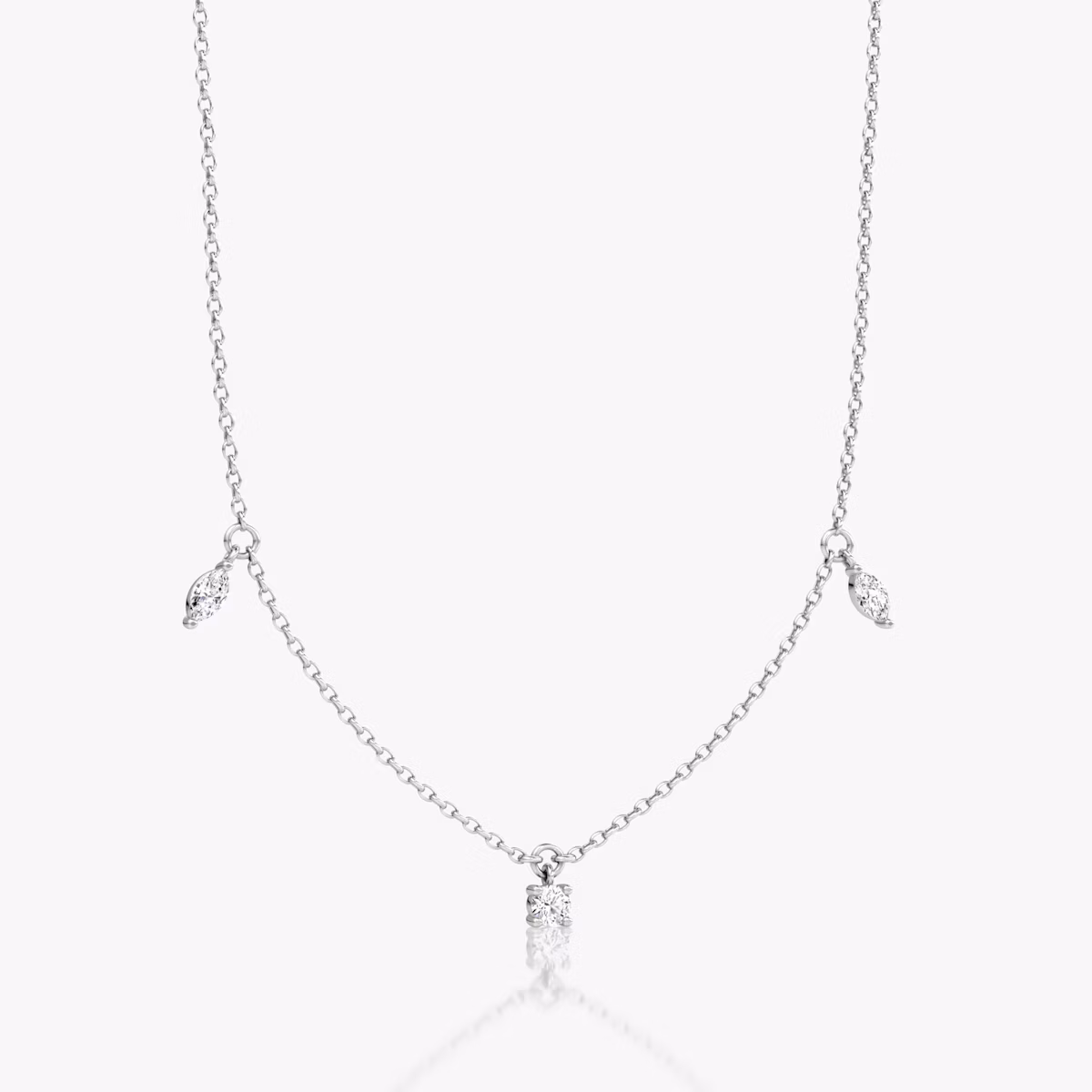 Floating Mixed Shape Necklace | 14k | White Gold | diamondCount: 3 | diamondSize: original | chainLength: 16-18