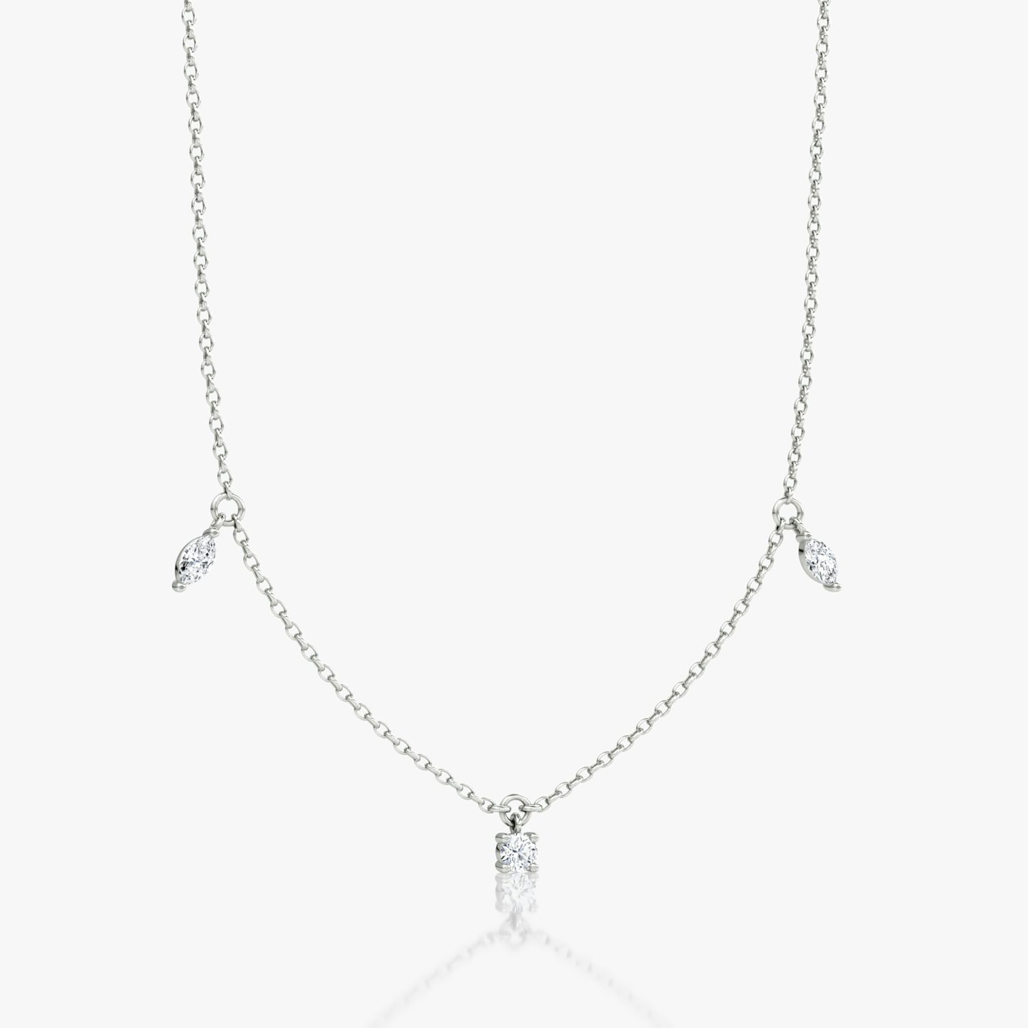 Floating Mixed Shape Necklace | 14k | White Gold | diamondCount: 3 | diamondSize: original | chainLength: 16-18