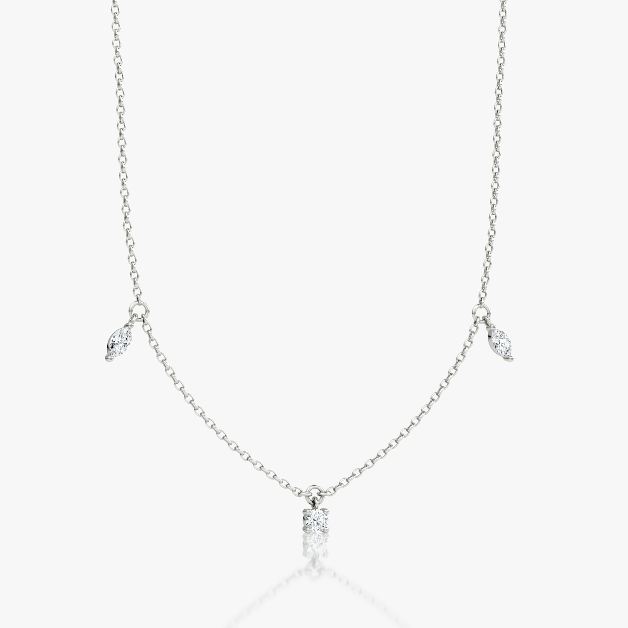 Floating Mixed Shape Necklace | 14k | White Gold | diamondCount: 3 | diamondSize: original | chainLength: 16-18