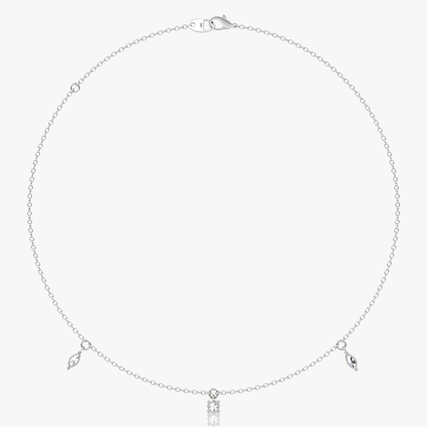 Floating Mixed Shape Necklace | 14k | White Gold | diamondCount: 3 | diamondSize: original | chainLength: 16-18