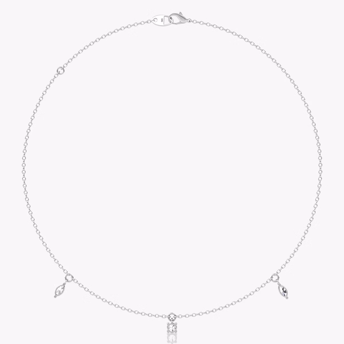 Floating Mixed Shape Necklace | 14k | White Gold | diamondCount: 3 | diamondSize: original | chainLength: 16-18