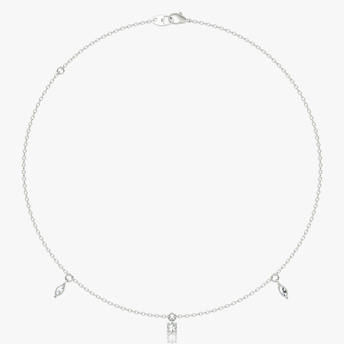 Floating Mixed Shape Necklace | 14k | White Gold | diamondCount: 3 | diamondSize: original | chainLength: 16-18