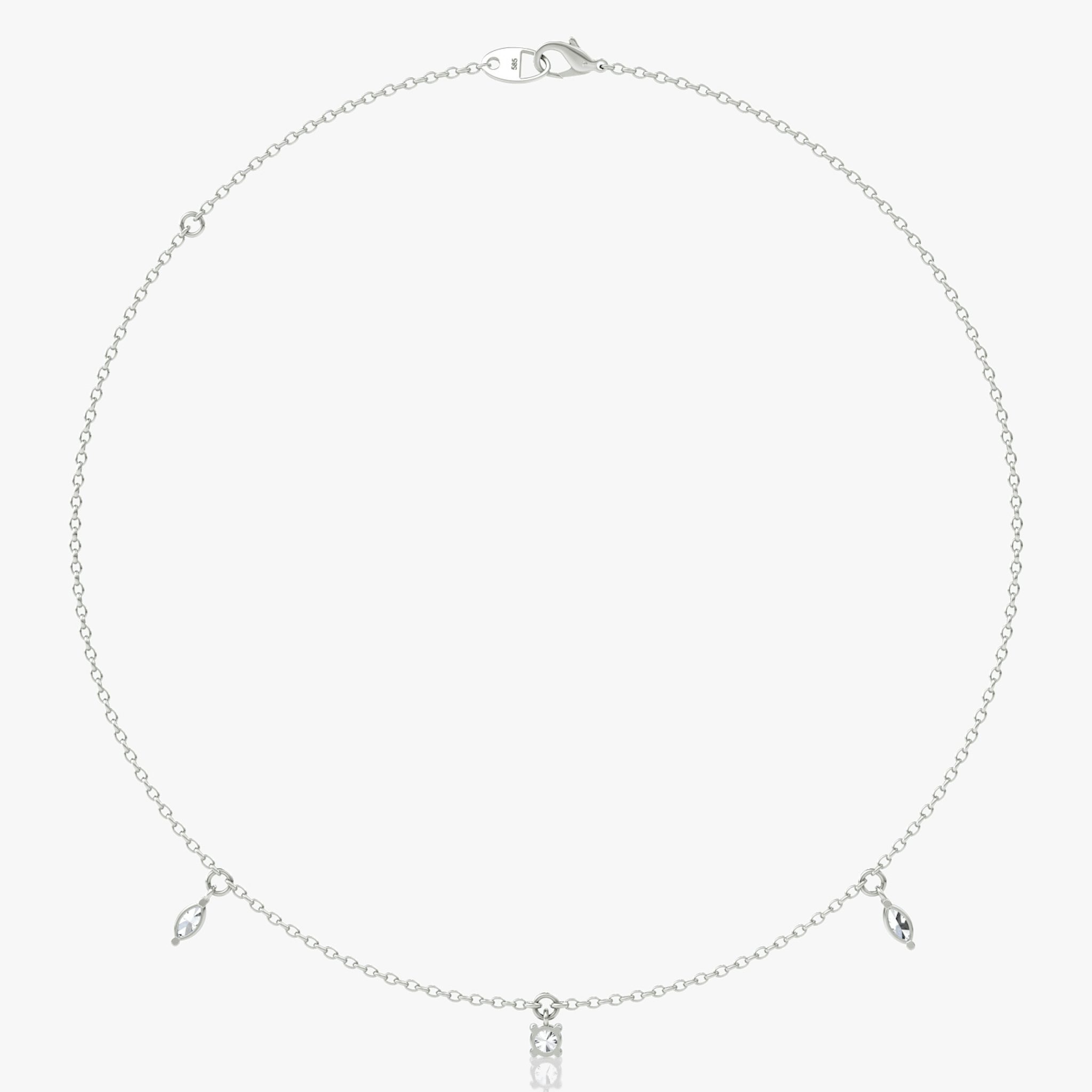 Floating Mixed Shape Necklace | 14k | White Gold | diamondCount: 3 | diamondSize: original | chainLength: 16-18