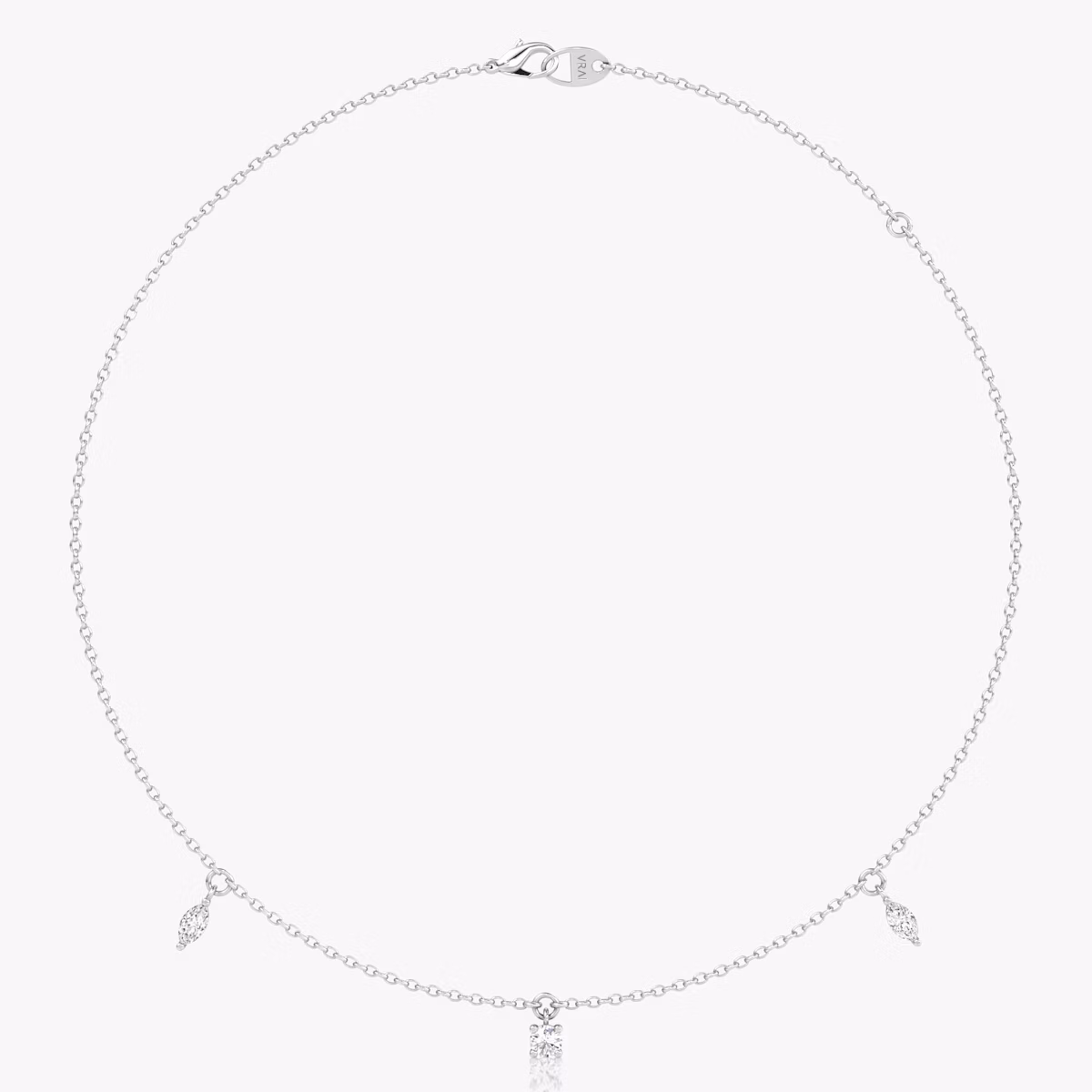 Floating Mixed Shape Necklace | 14k | White Gold | diamondCount: 3 | diamondSize: original | chainLength: 16-18