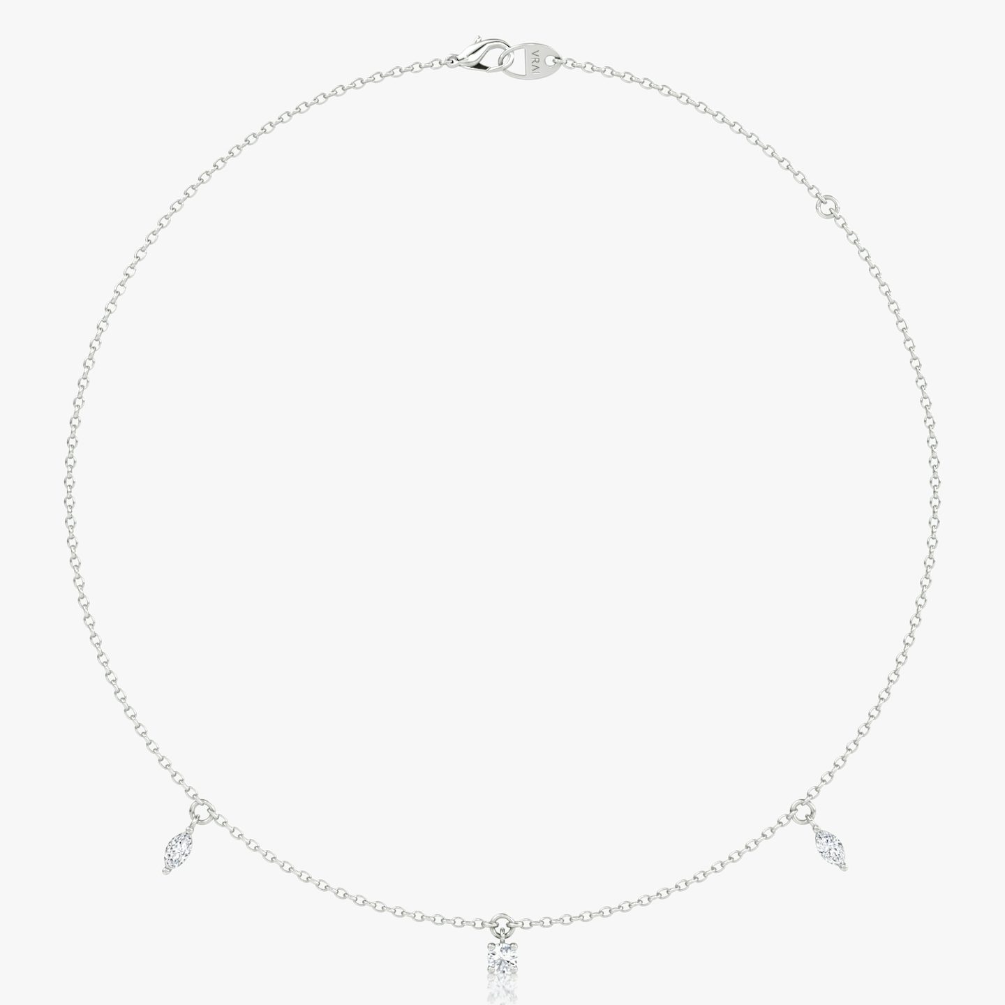 Floating Mixed Shape Necklace | 14k | White Gold | diamondCount: 3 | diamondSize: original | chainLength: 16-18
