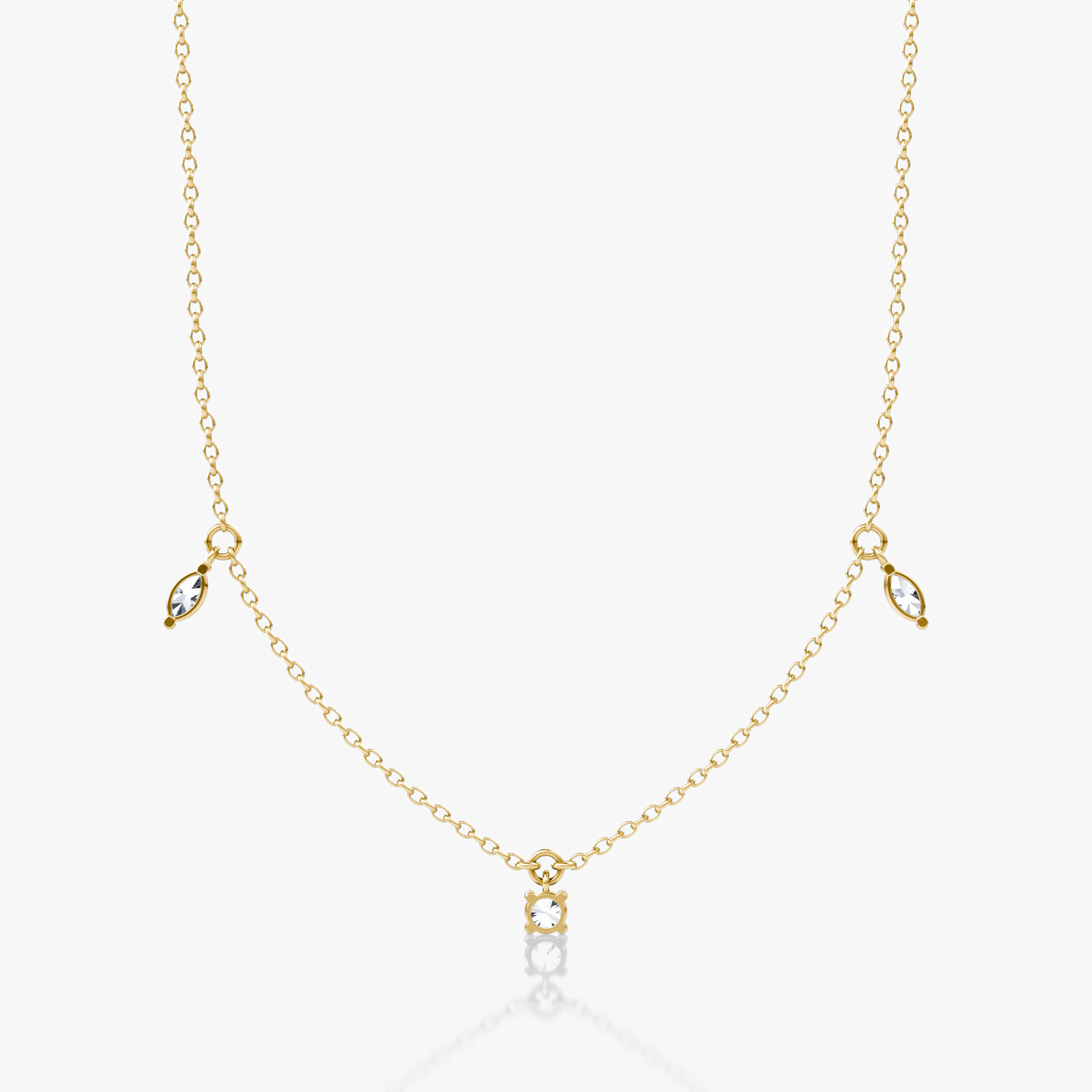 Floating Mixed Shape Necklace | 14k | Yellow Gold | diamondCount: 3 | diamondSize: original | chainLength: 16-18