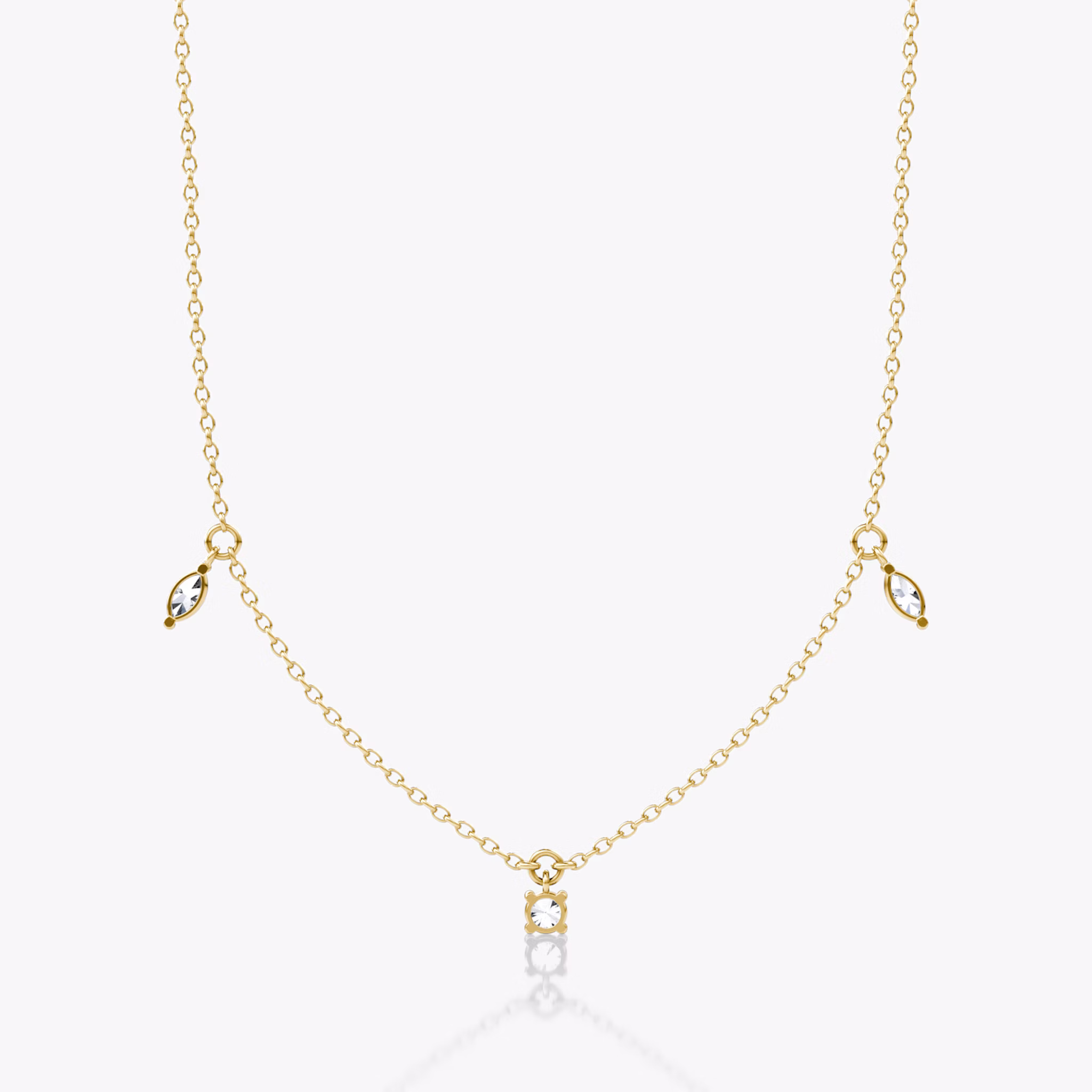 Floating Mixed Shape Necklace | 14k | Yellow Gold | diamondCount: 3 | diamondSize: original | chainLength: 16-18