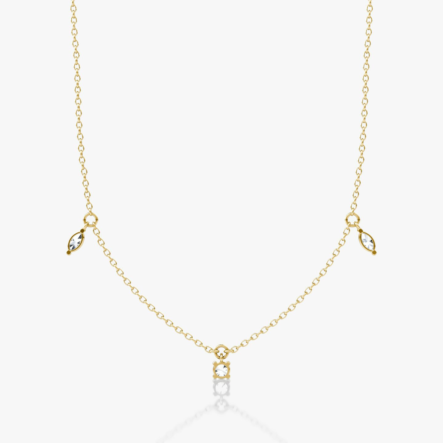 Collar Floating Mixed Shape | 14k | Oro amarillo | diamondCount: 3 | diamondSize: original | chainLength: 16-18