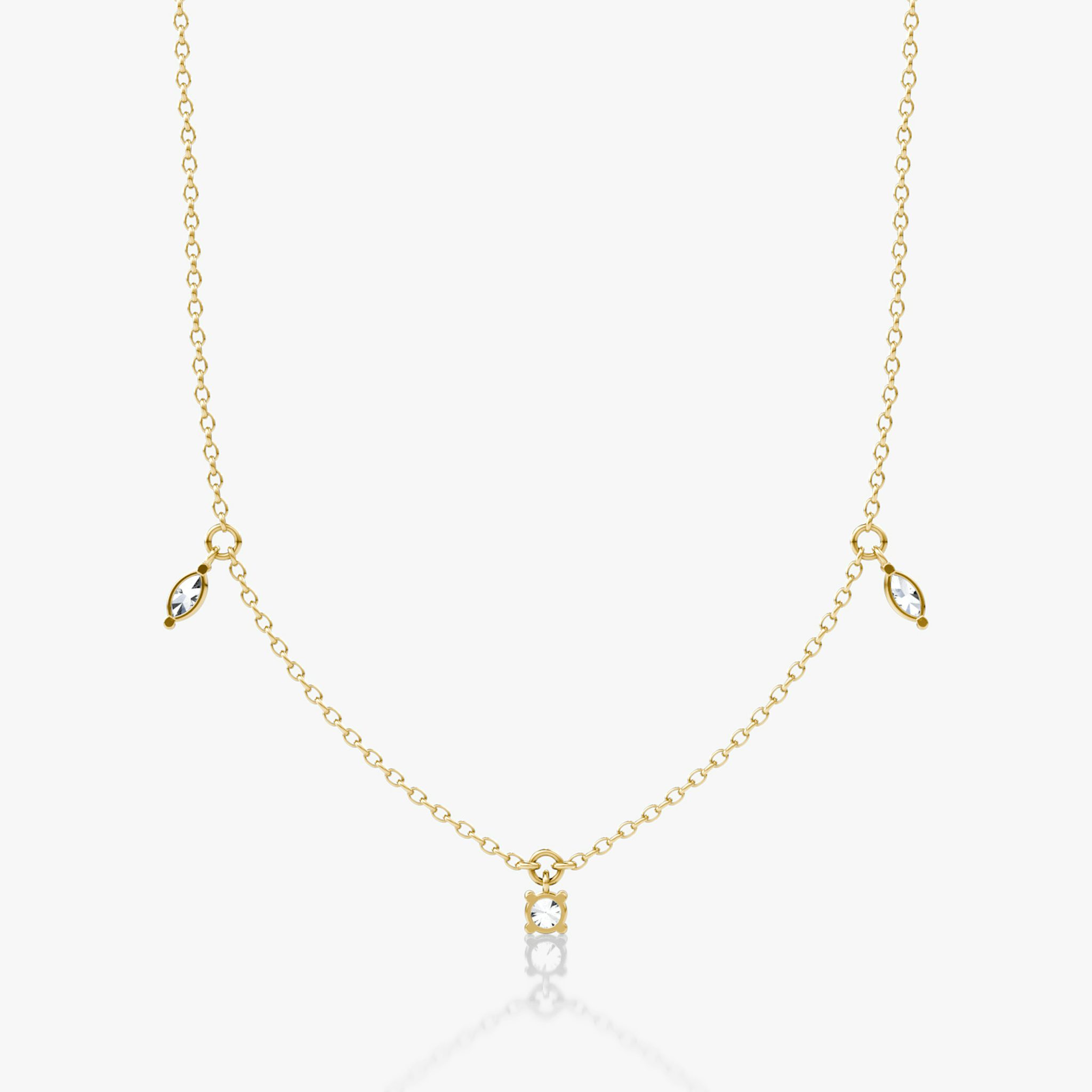 Floating Mixed Shape Necklace | 14k | Yellow Gold | diamondCount: 3 | diamondSize: original | chainLength: 16-18