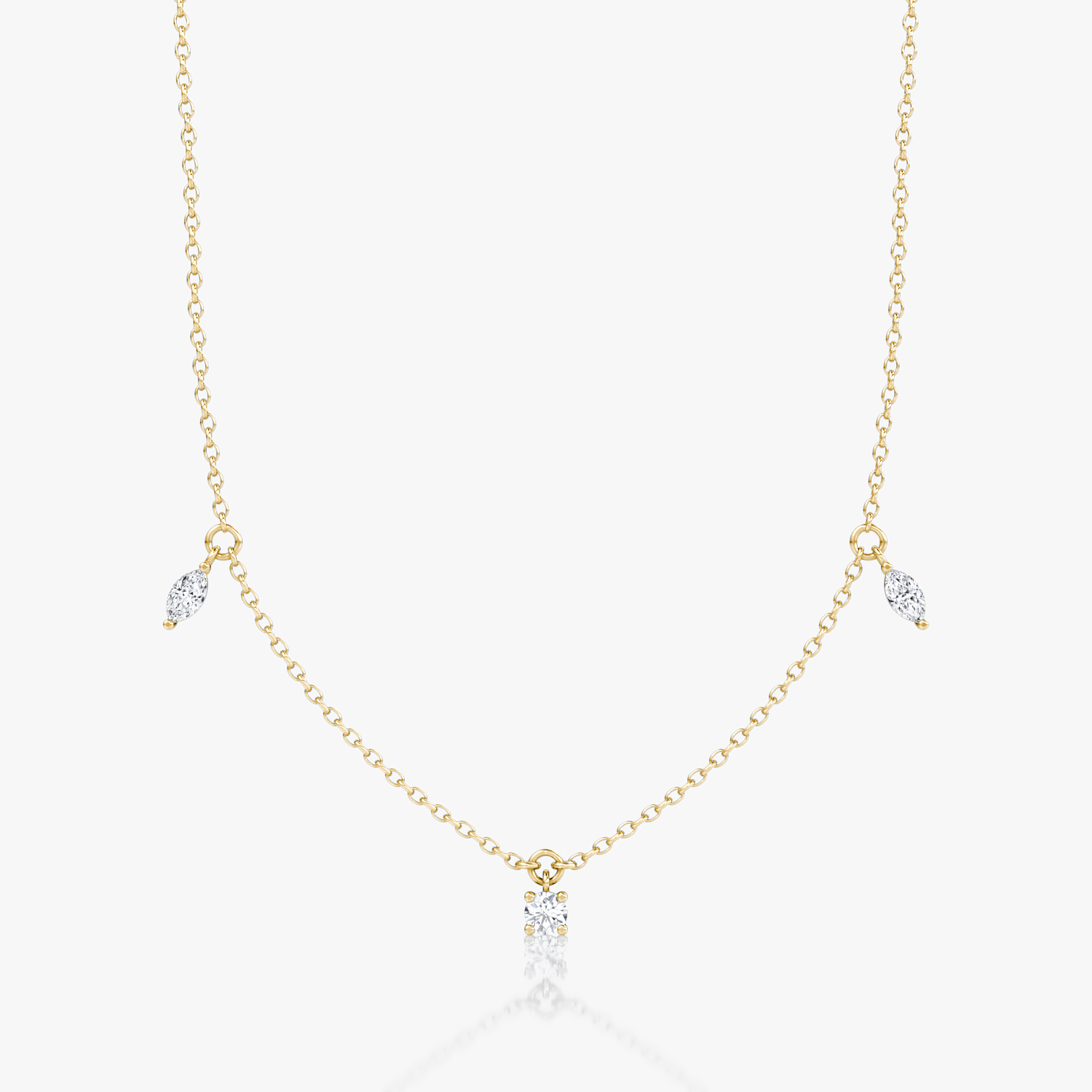 Floating Mixed Shape Necklace  | Yellow Gold