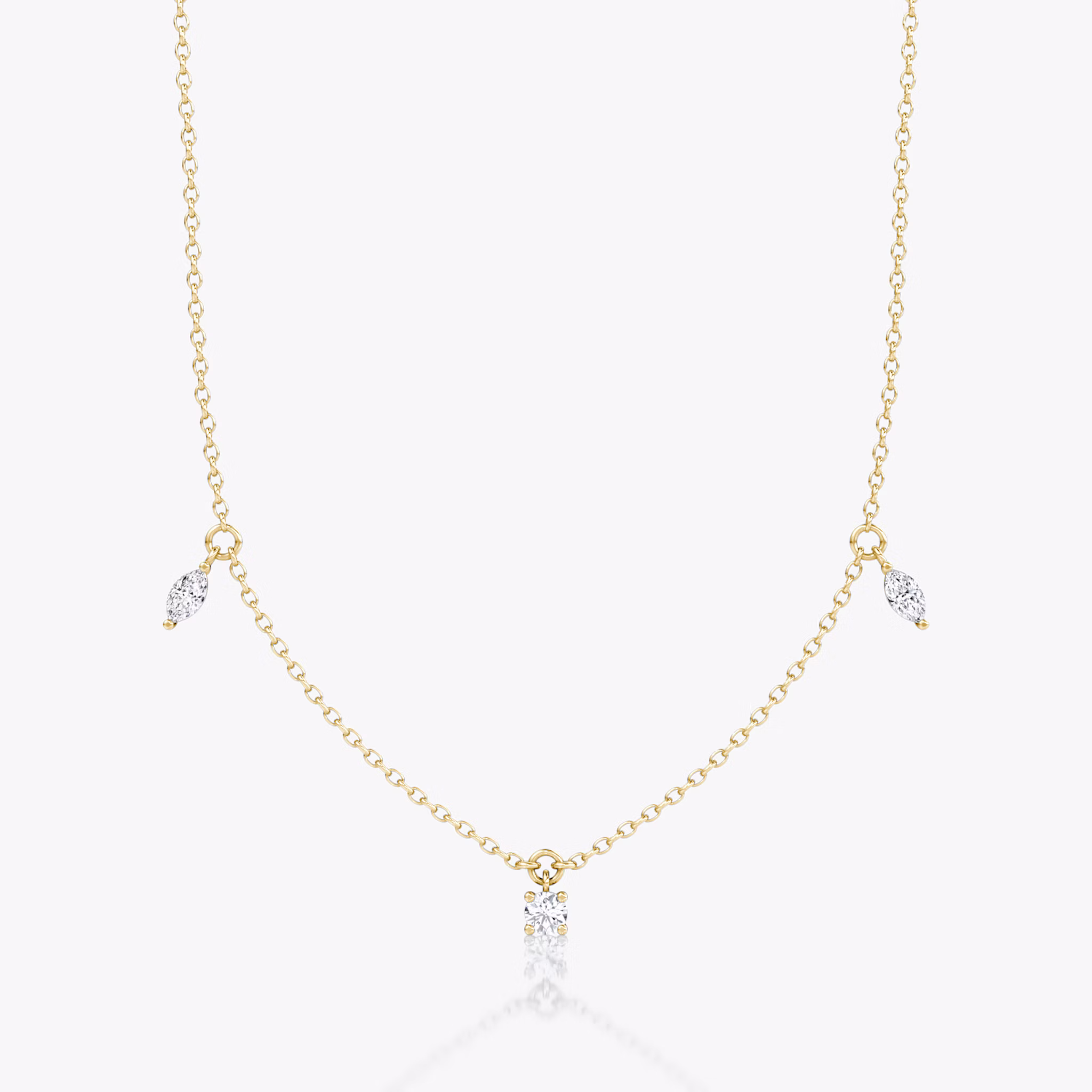 Floating Mixed Shape Necklace | 14k | Yellow Gold | diamondCount: 3 | diamondSize: original | chainLength: 16-18