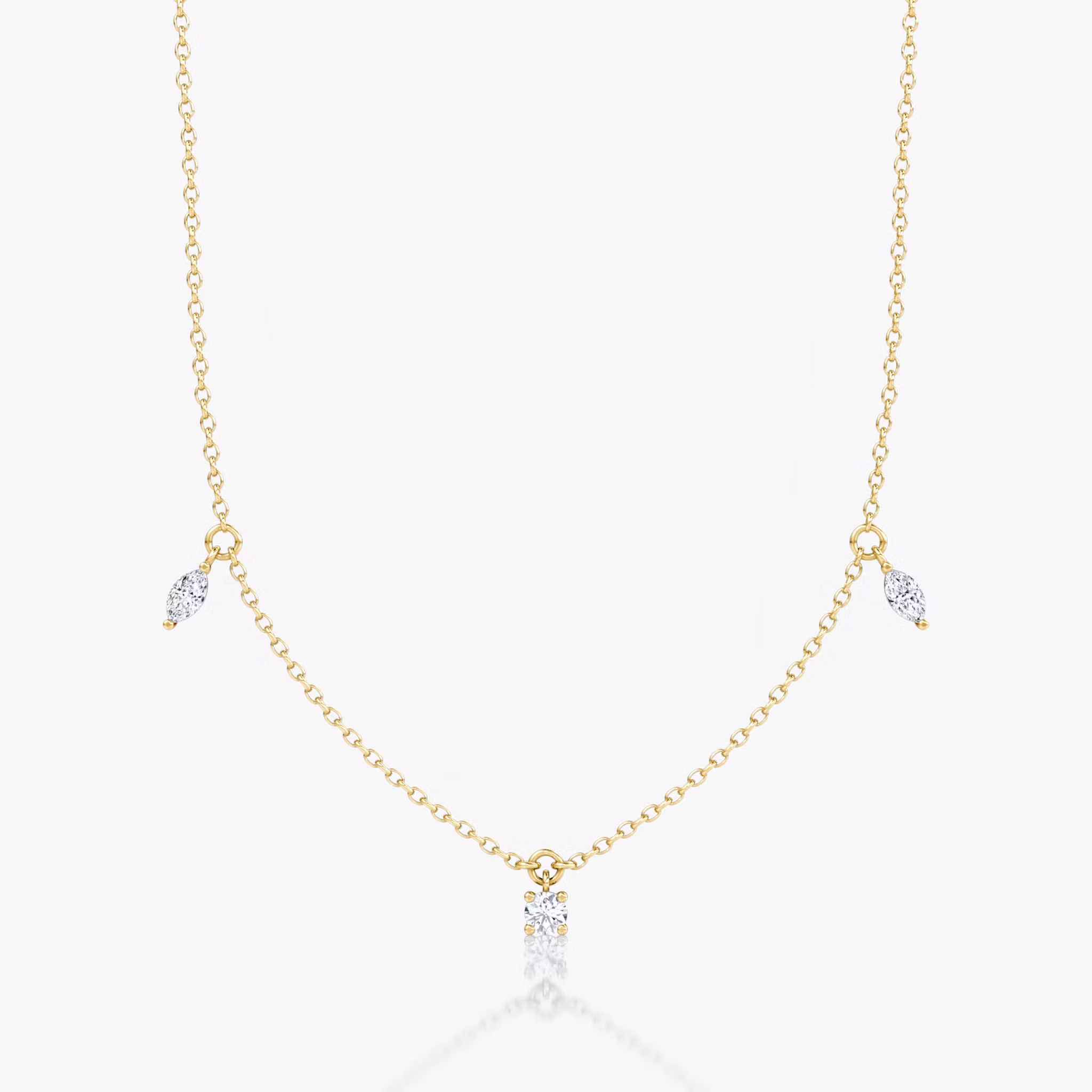 Floating Mixed Shape Necklace | Yellow Gold