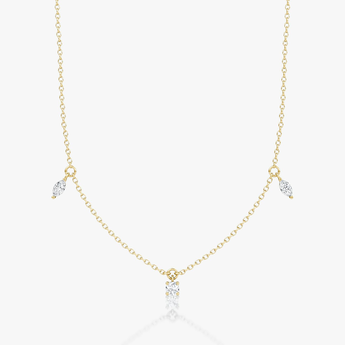 Collar Floating Mixed Shape | 14k | Oro amarillo | diamondCount: 3 | diamondSize: original | chainLength: 16-18