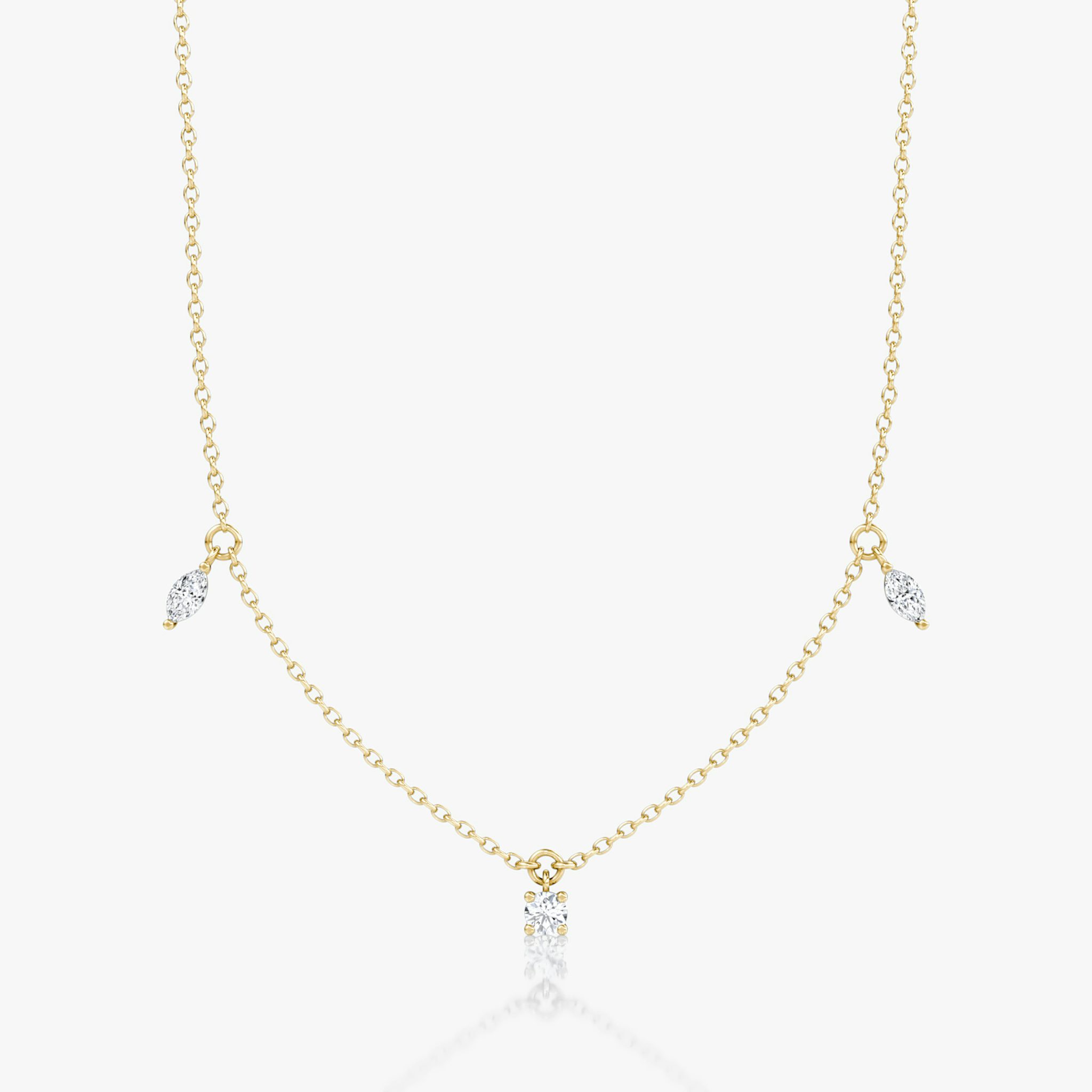 Floating Mixed Shape Necklace | 14k | Yellow Gold | diamondCount: 3 | diamondSize: original | chainLength: 16-18