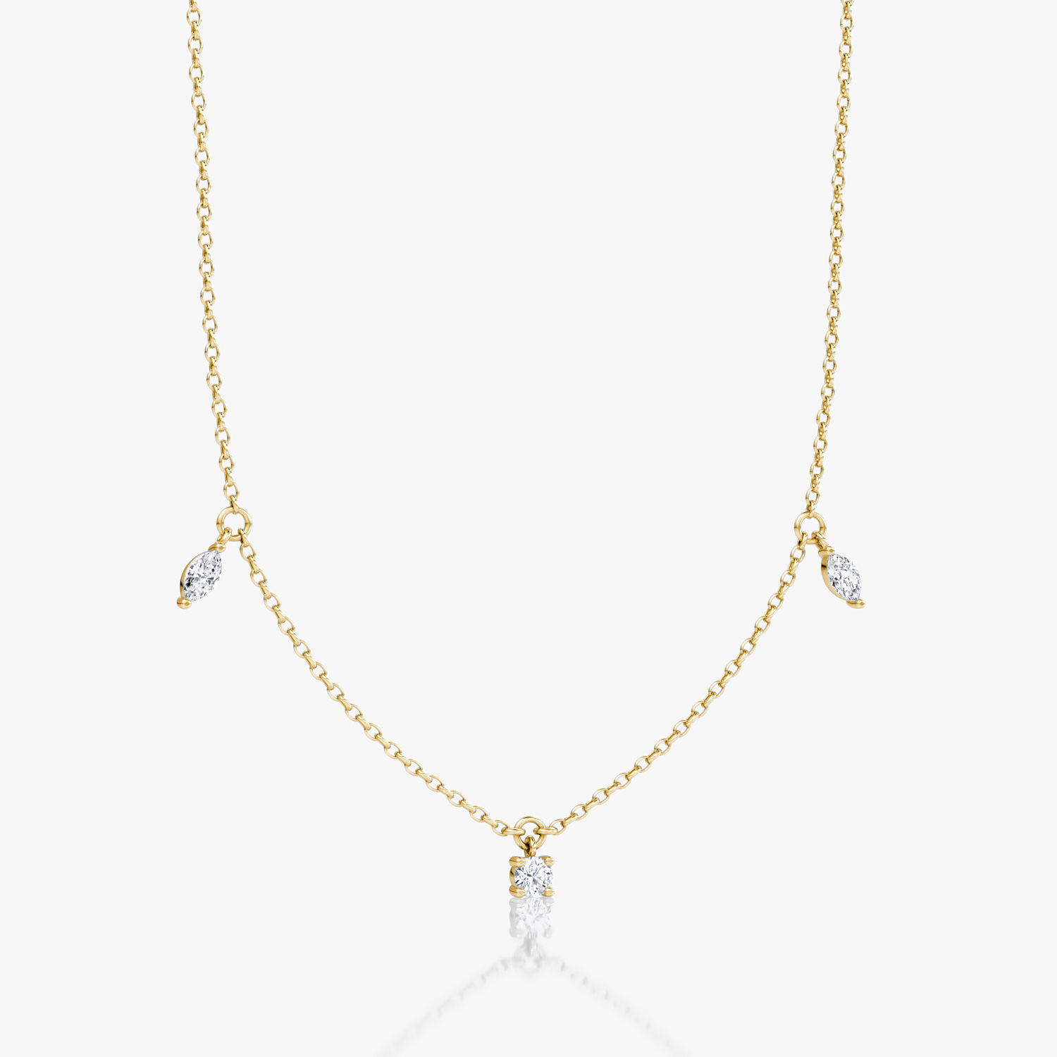 Floating Mixed Shape Necklace | 14k | Yellow Gold | diamondCount: 3 | diamondSize: original | chainLength: 16-18