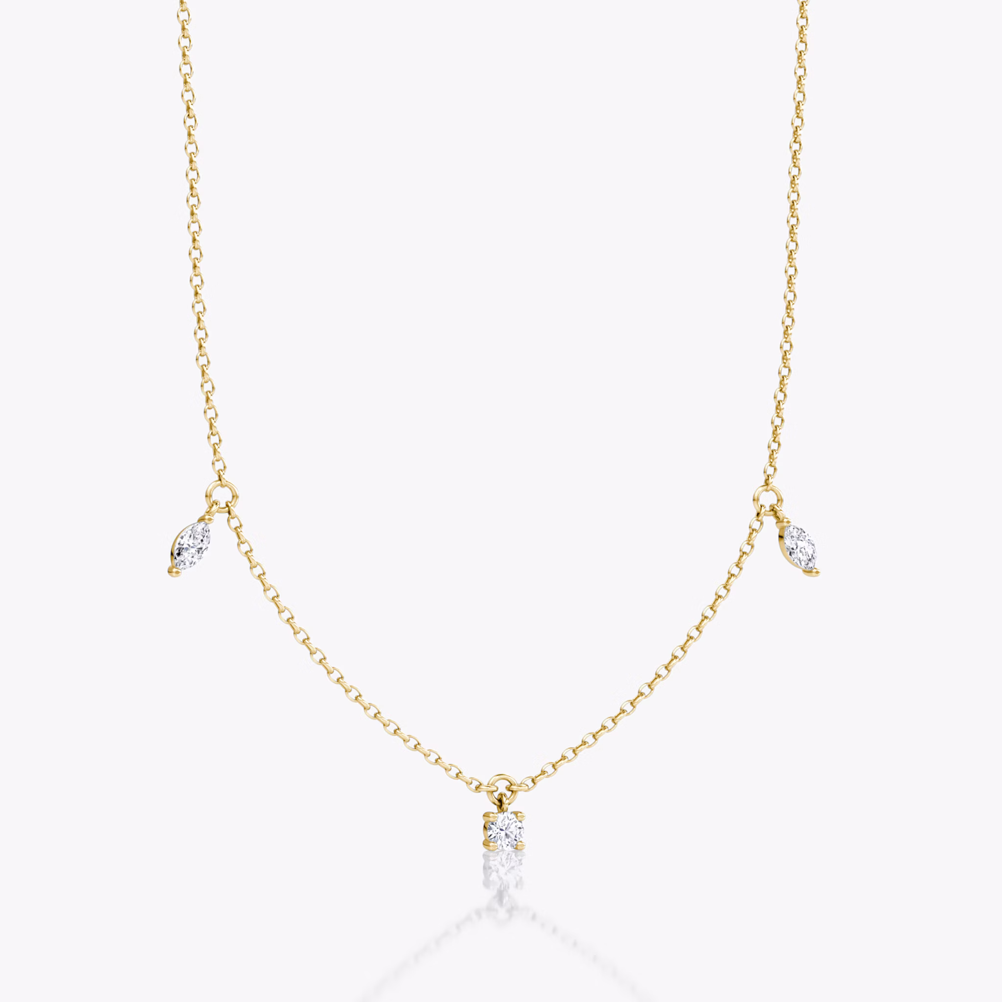 Floating Mixed Shape Necklace | 14k | Yellow Gold | diamondCount: 3 | diamondSize: original | chainLength: 16-18