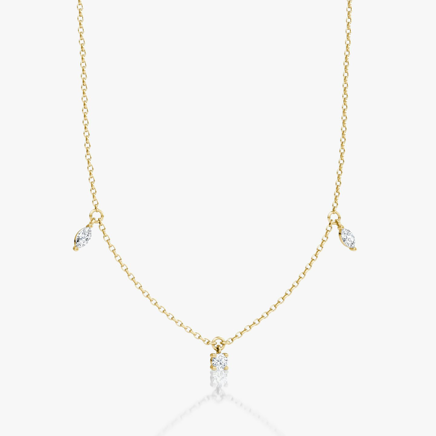 Collar Floating Mixed Shape | 14k | Oro amarillo | diamondCount: 3 | diamondSize: original | chainLength: 16-18