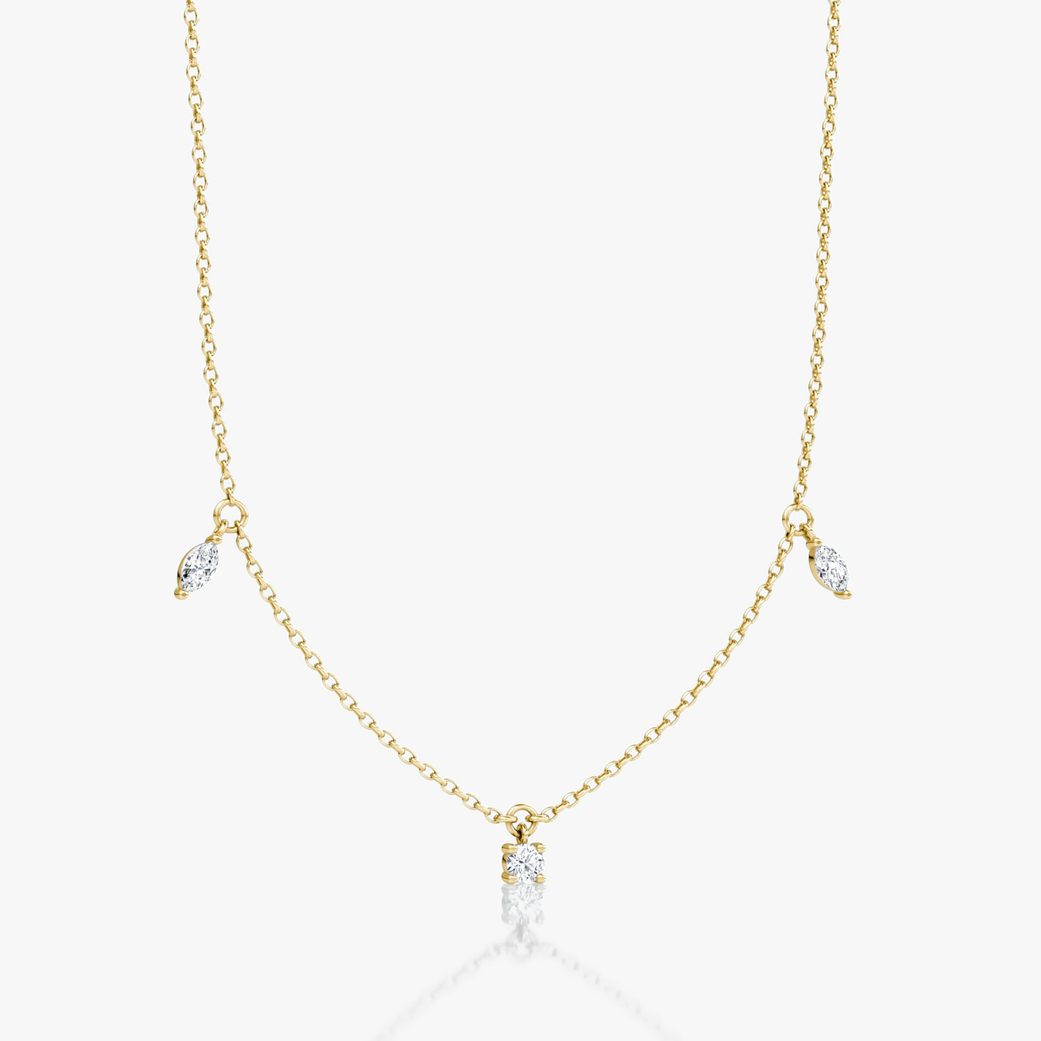 Floating Mixed Shape Necklace | 14k | Yellow Gold | diamondCount: 3 | diamondSize: original | chainLength: 16-18