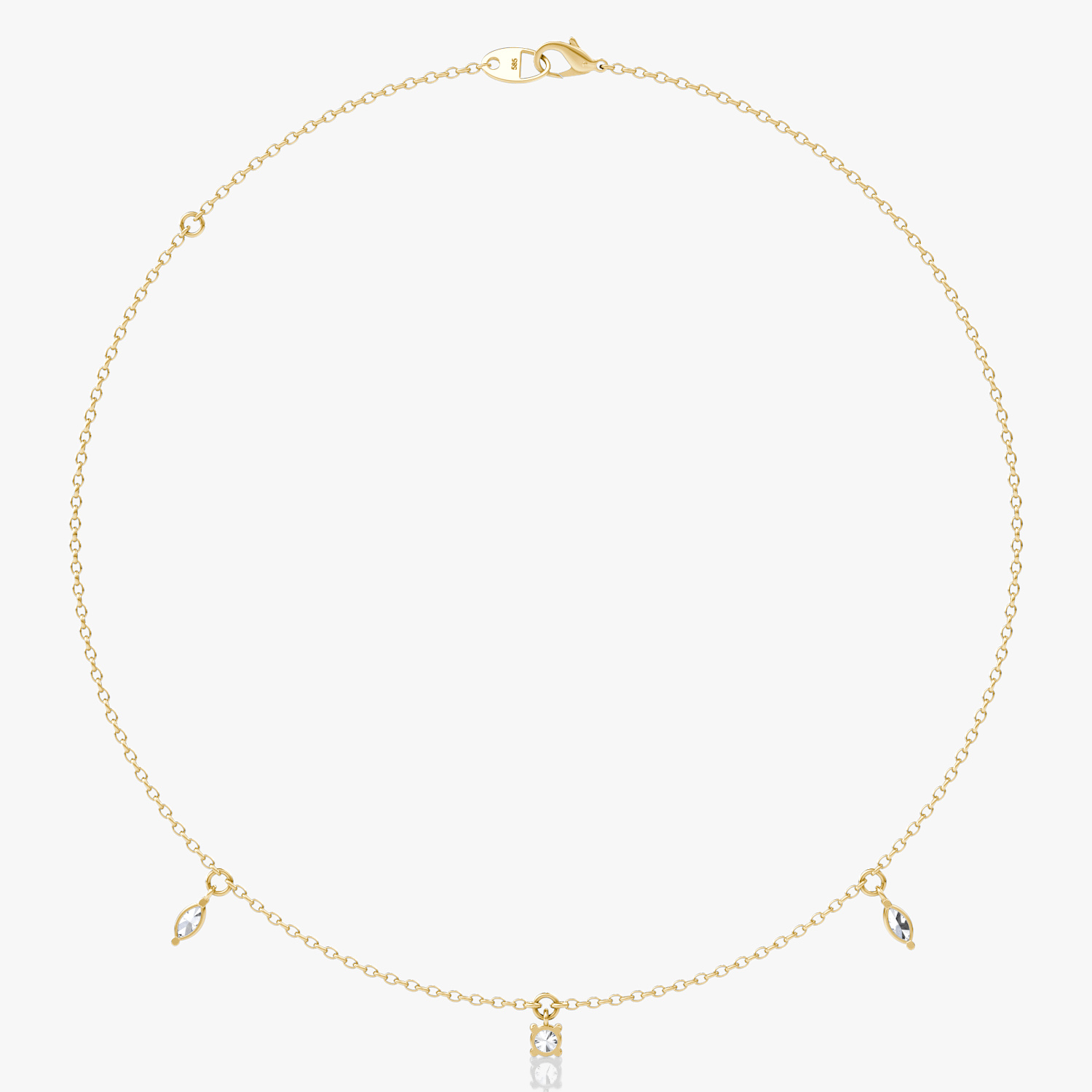 Floating Mixed Shape Necklace | 14k | Yellow Gold | diamondCount: 3 | diamondSize: original | chainLength: 16-18