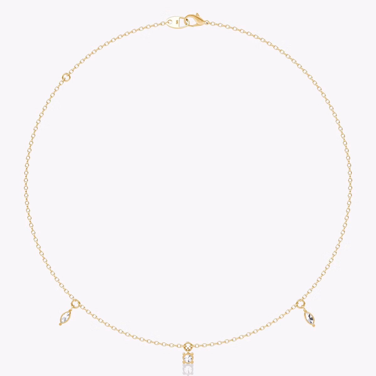 Collar Floating Mixed Shape | 14k | Oro amarillo | diamondCount: 3 | diamondSize: original | chainLength: 16-18