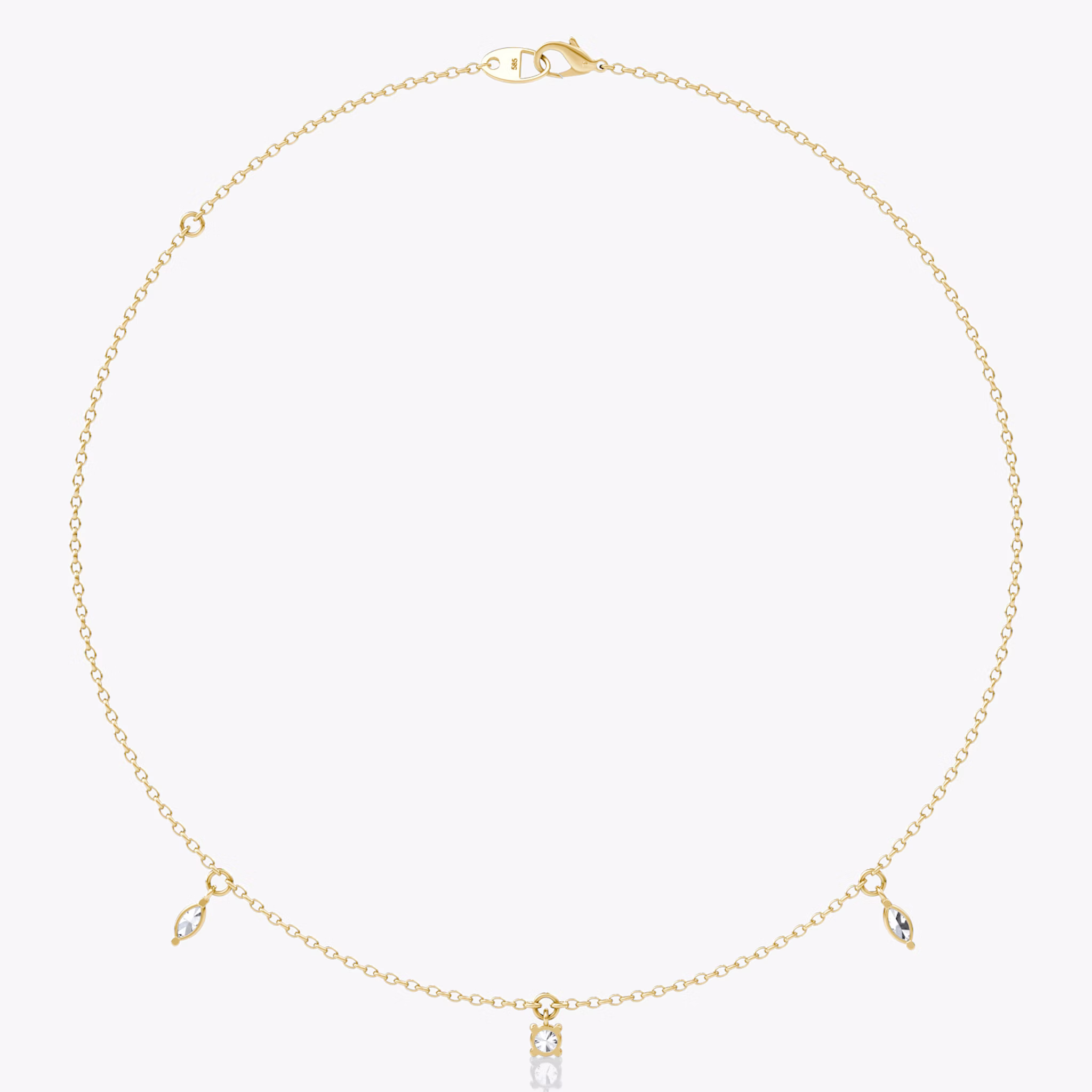 Floating Mixed Shape Necklace | 14k | Yellow Gold | diamondCount: 3 | diamondSize: original | chainLength: 16-18