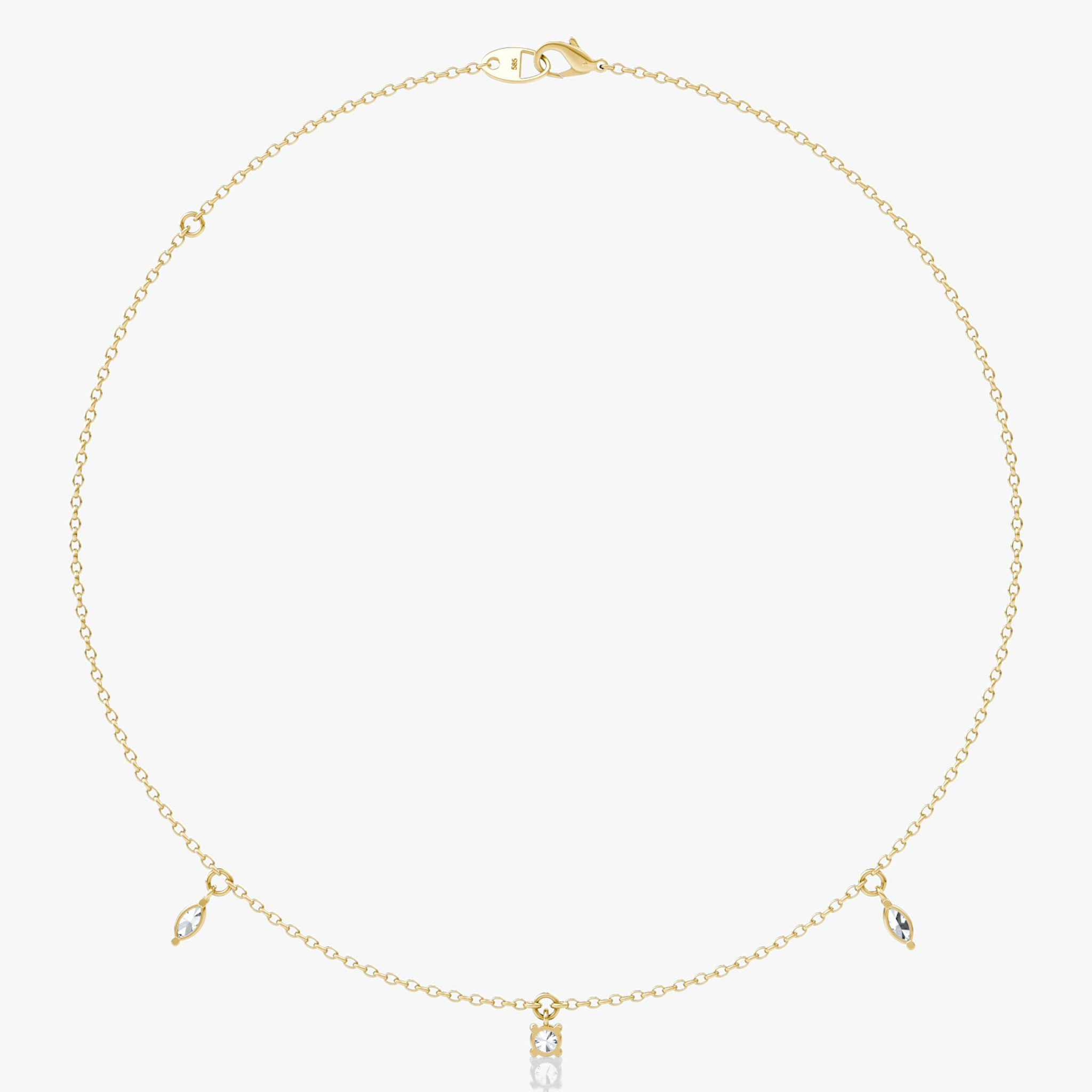 Floating Mixed Shape Necklace | 14k | Yellow Gold | diamondCount: 3 | diamondSize: original | chainLength: 16-18