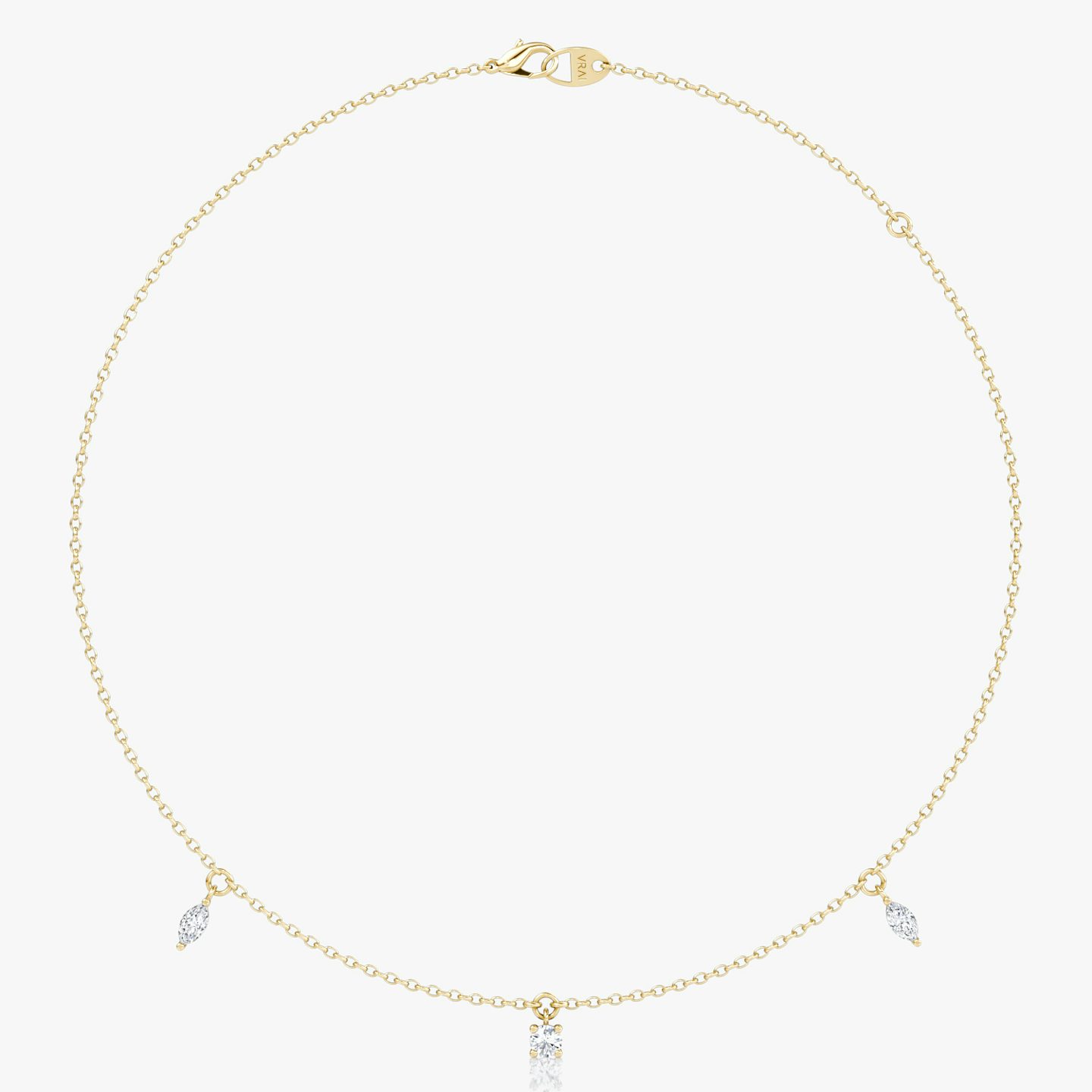 Collar Floating Mixed Shape | 14k | Oro amarillo | diamondCount: 3 | diamondSize: original | chainLength: 16-18