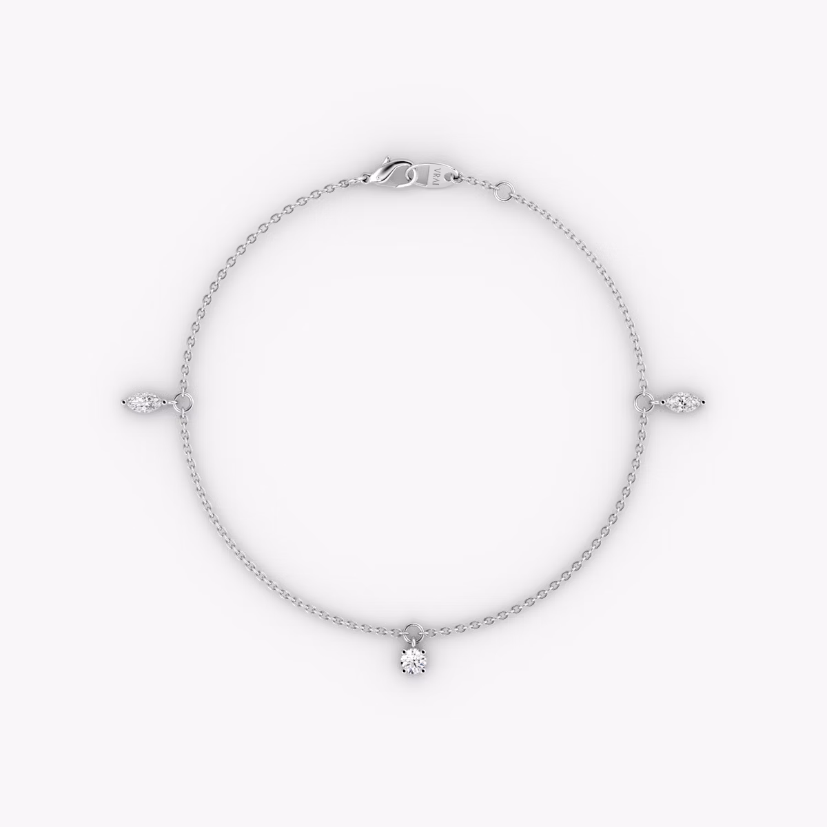 Floating Mixed Shape Bracelet | 14k | Oro blanco | diamondCount: 3 | diamondSize: original | chainLength: 7
