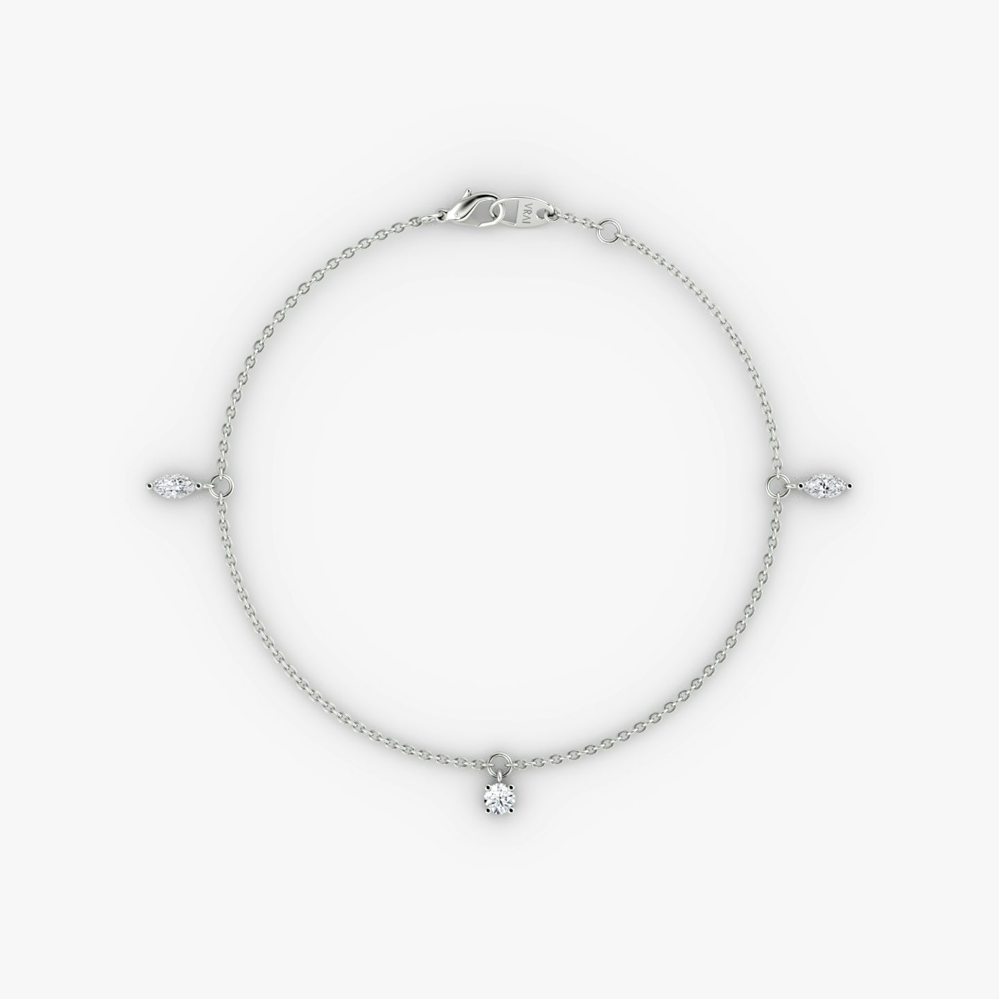 Floating Mixed Shape Bracelet | 14k | Oro blanco | diamondCount: 3 | diamondSize: original | chainLength: 7