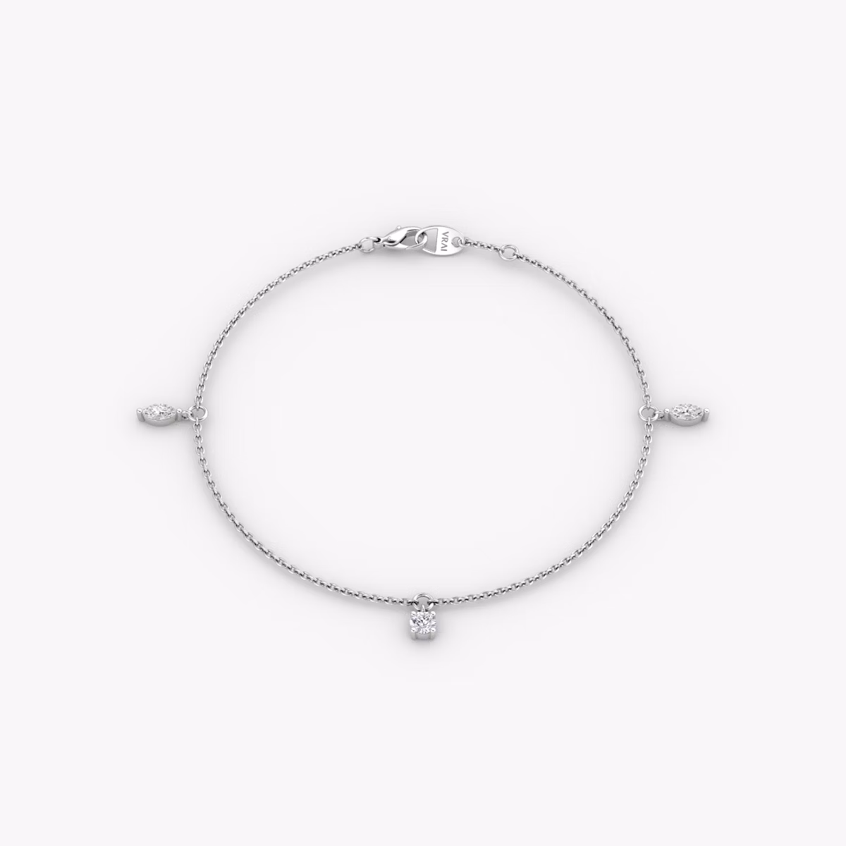 Floating Mixed Shape Bracelet | 14k | Oro blanco | diamondCount: 3 | diamondSize: original | chainLength: 7