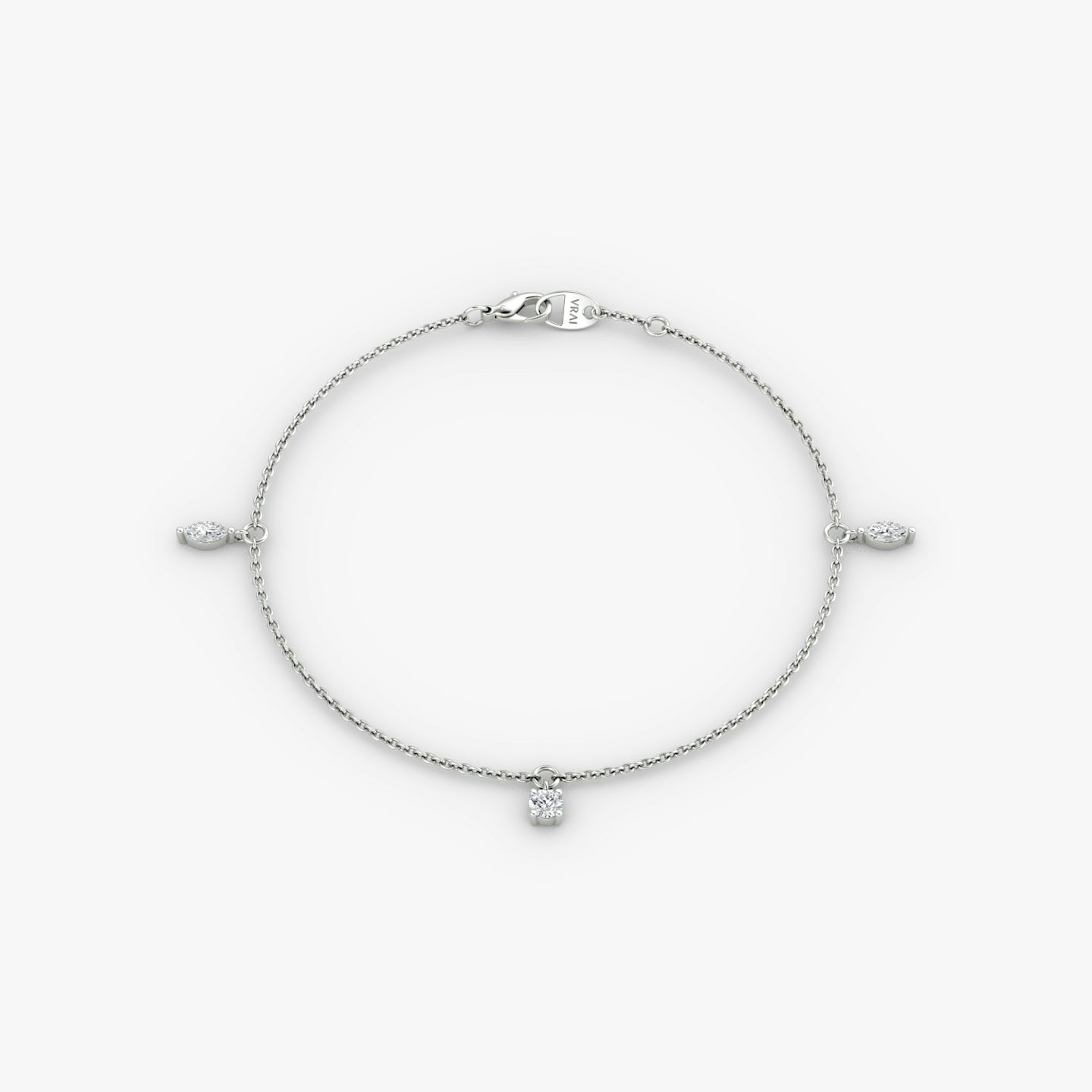 Floating Mixed Shape Bracelet | 14k | Oro blanco | diamondCount: 3 | diamondSize: original | chainLength: 7